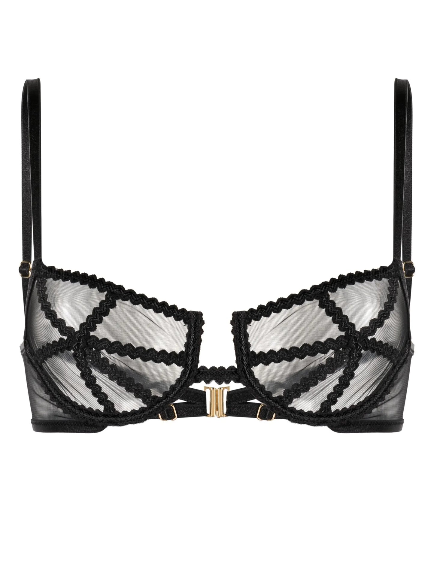mesh-panelled underwire bra