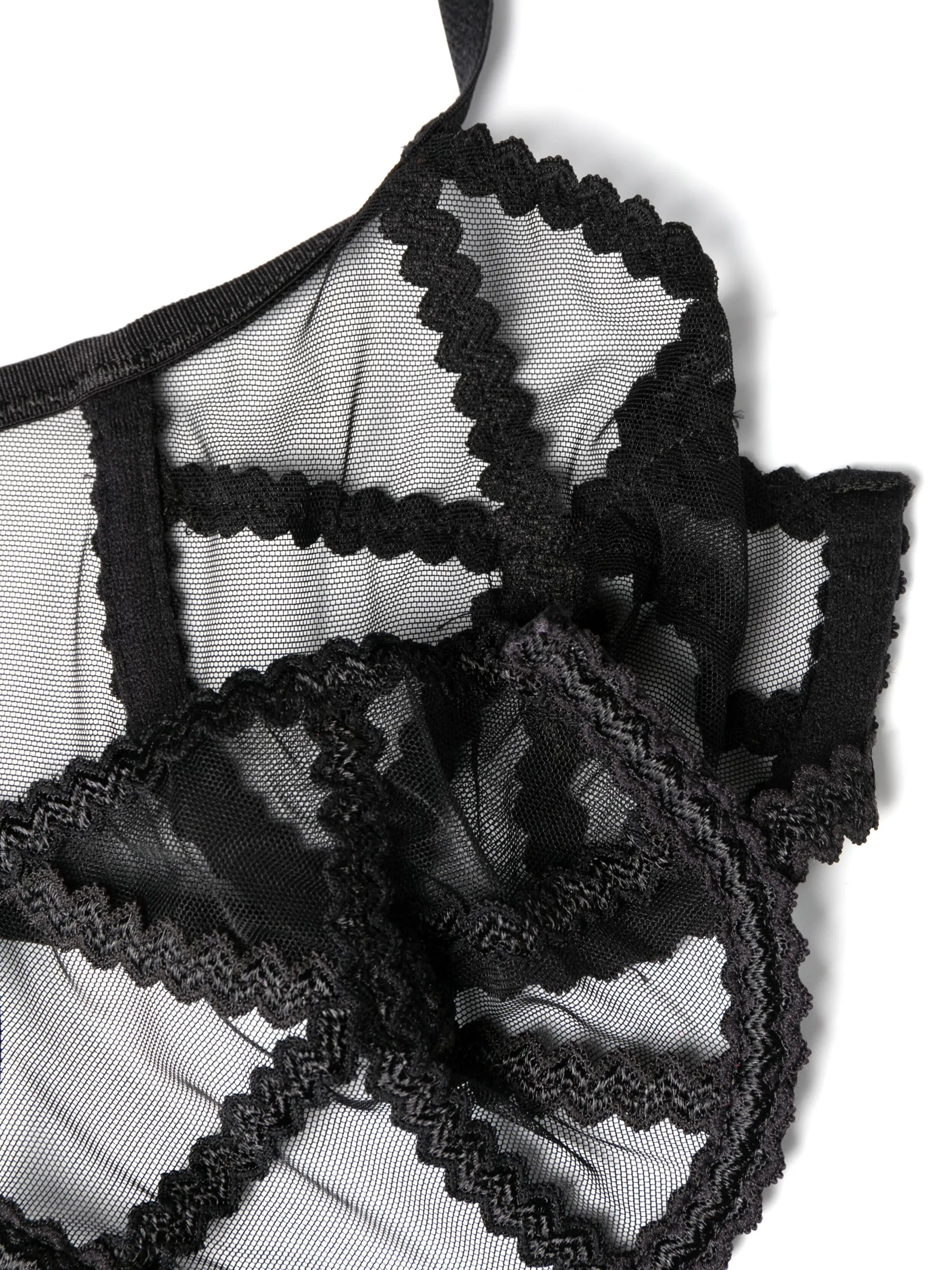 mesh-panelled underwire bra