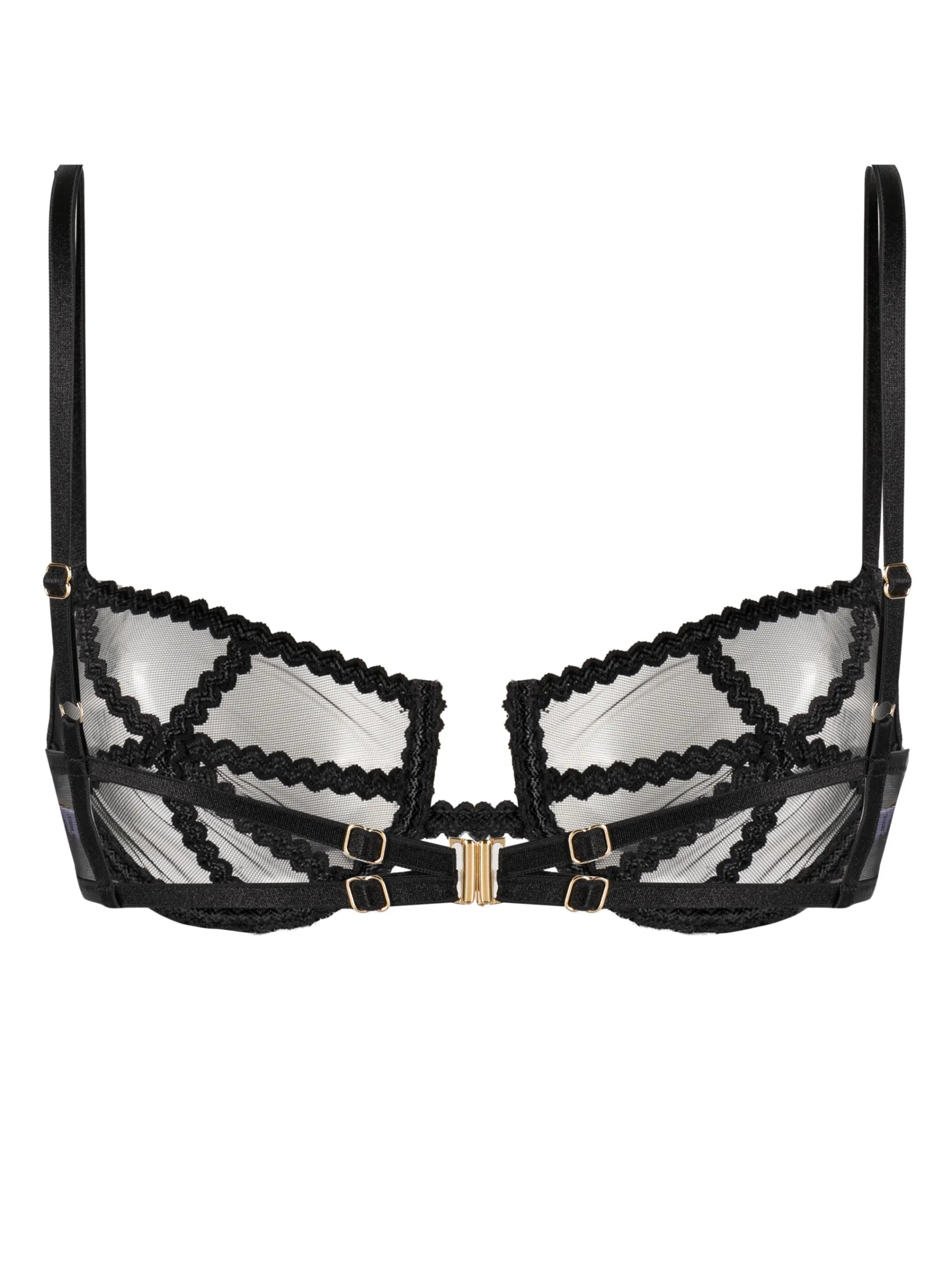 mesh-panelled underwire bra