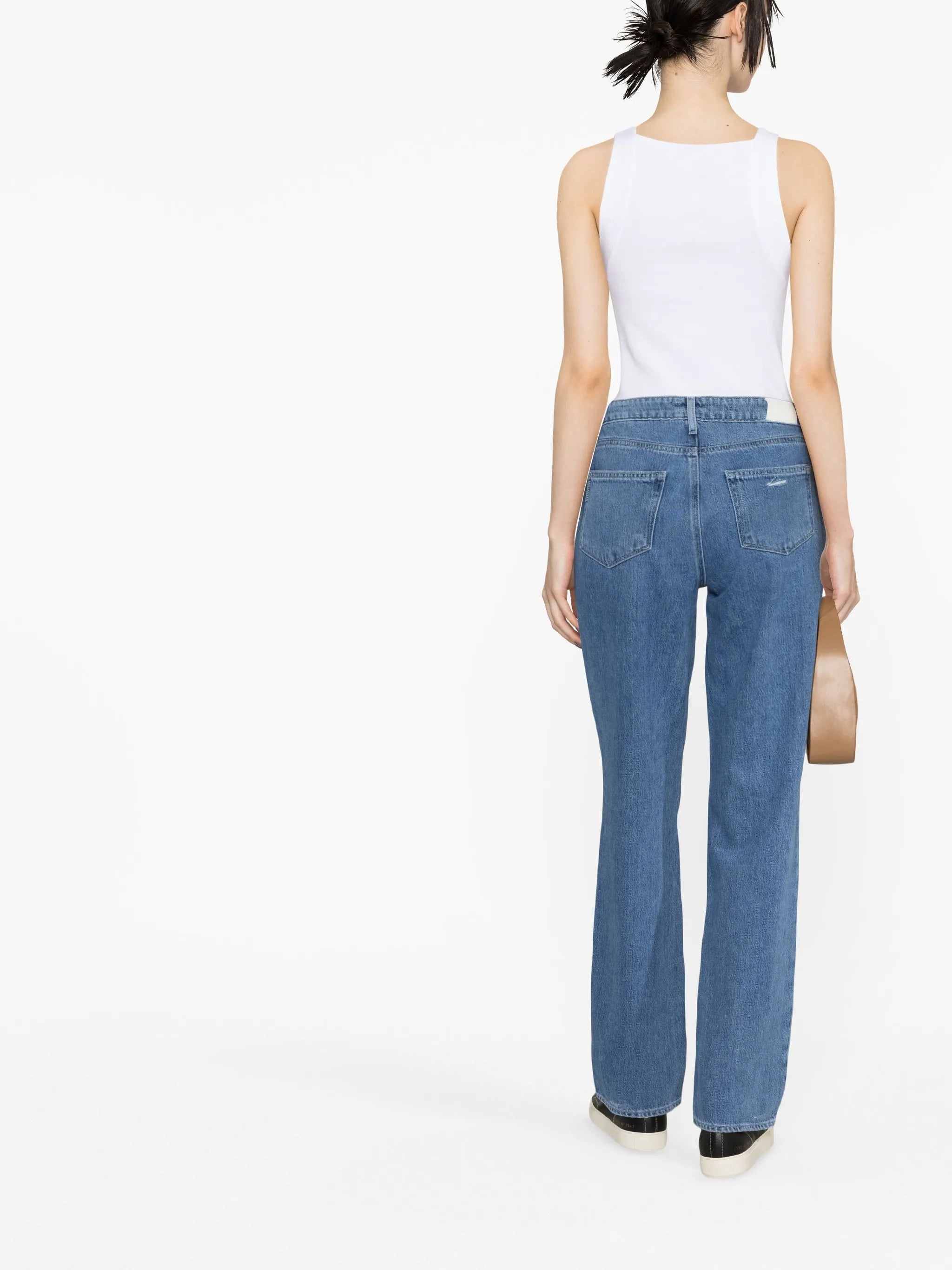mid-rise straight-leg jeans