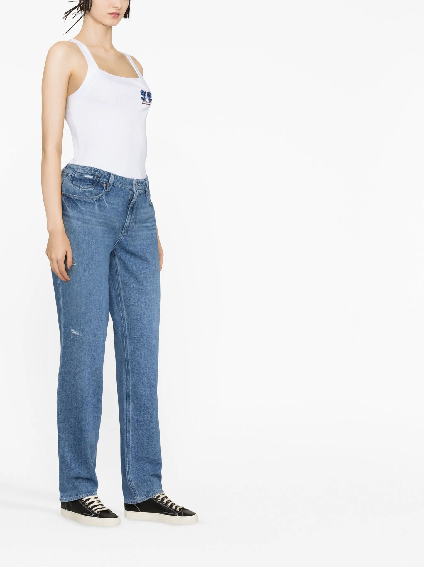 mid-rise straight-leg jeans