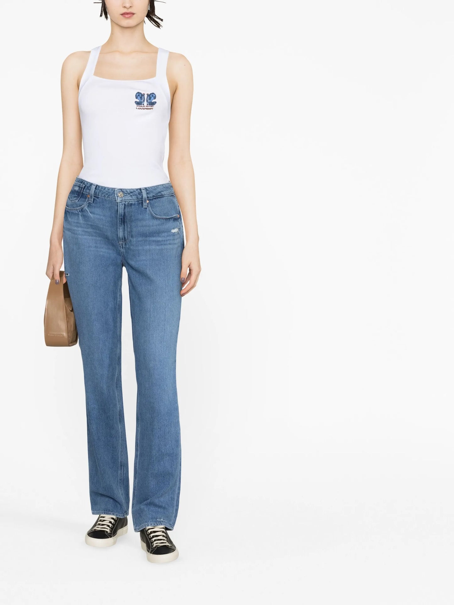 mid-rise straight-leg jeans