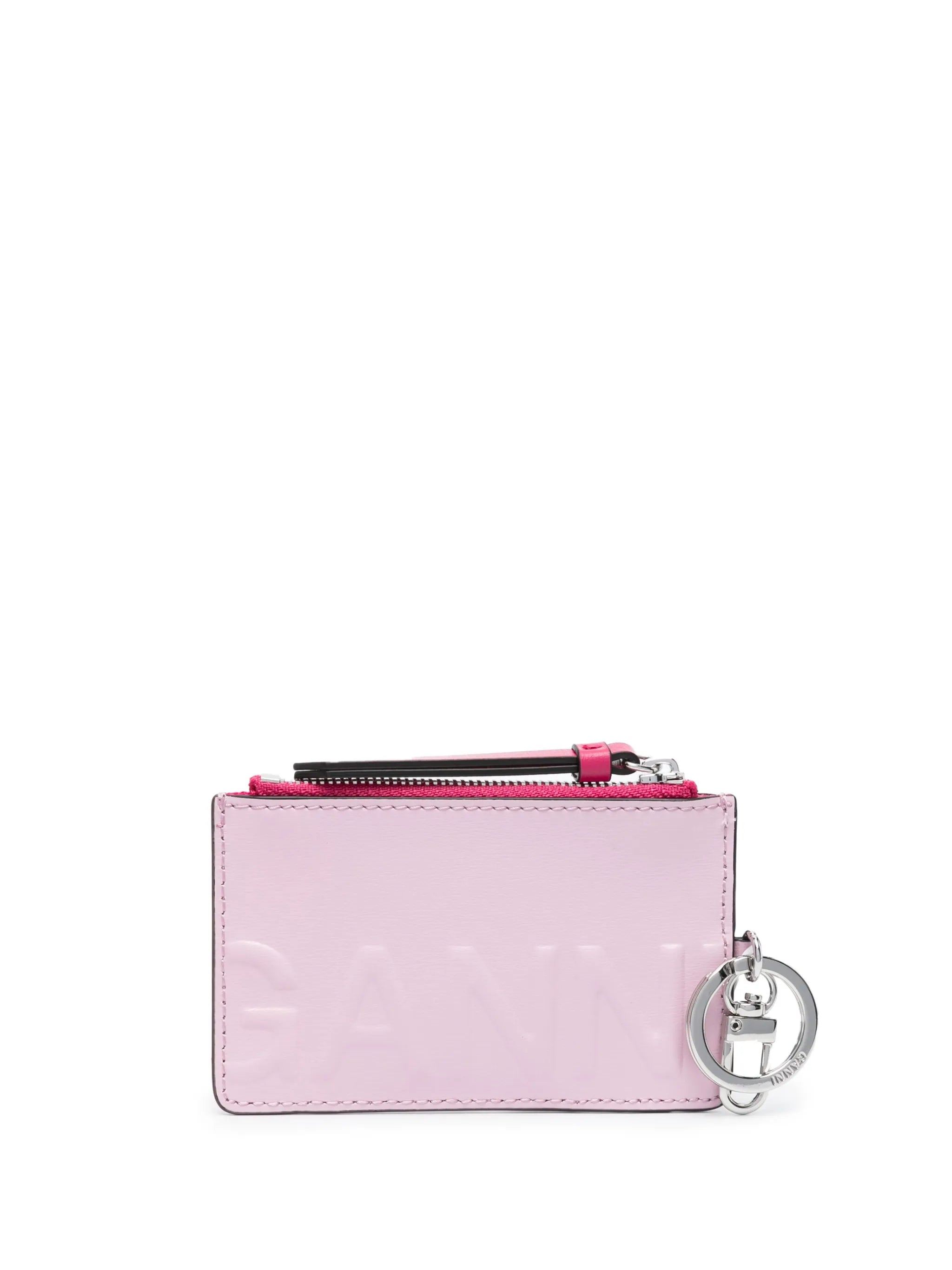 embossed-logo recycled leather wallet