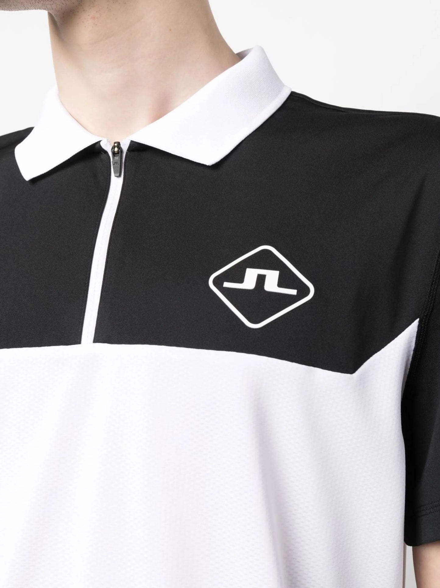logo-print zip polo shirt