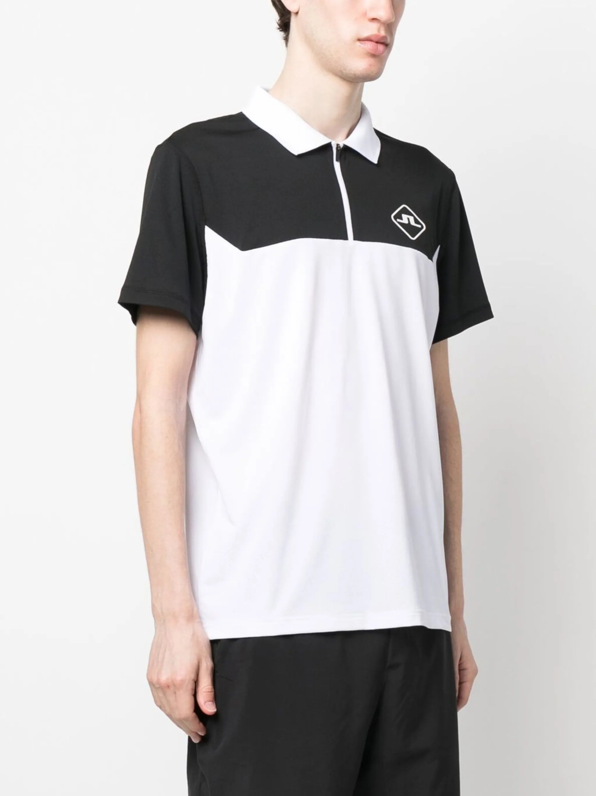 logo-print zip polo shirt
