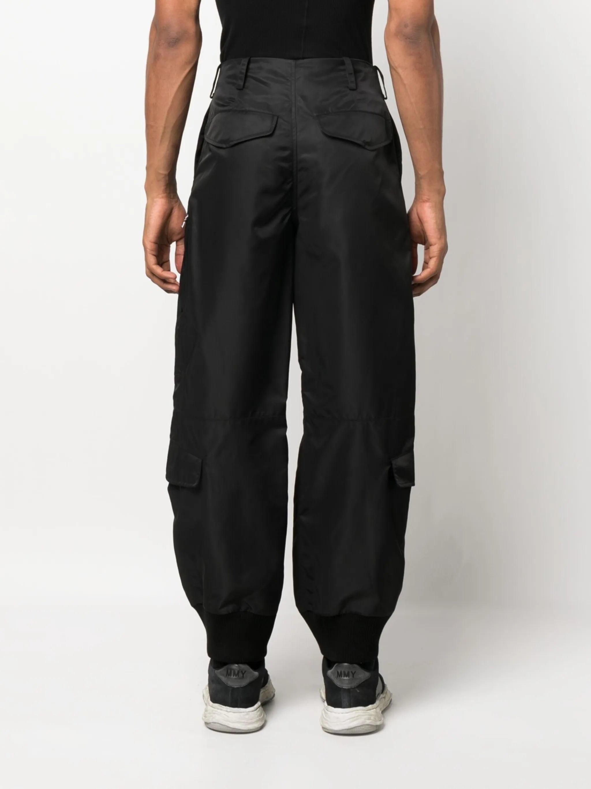zip-detailing satin trousers