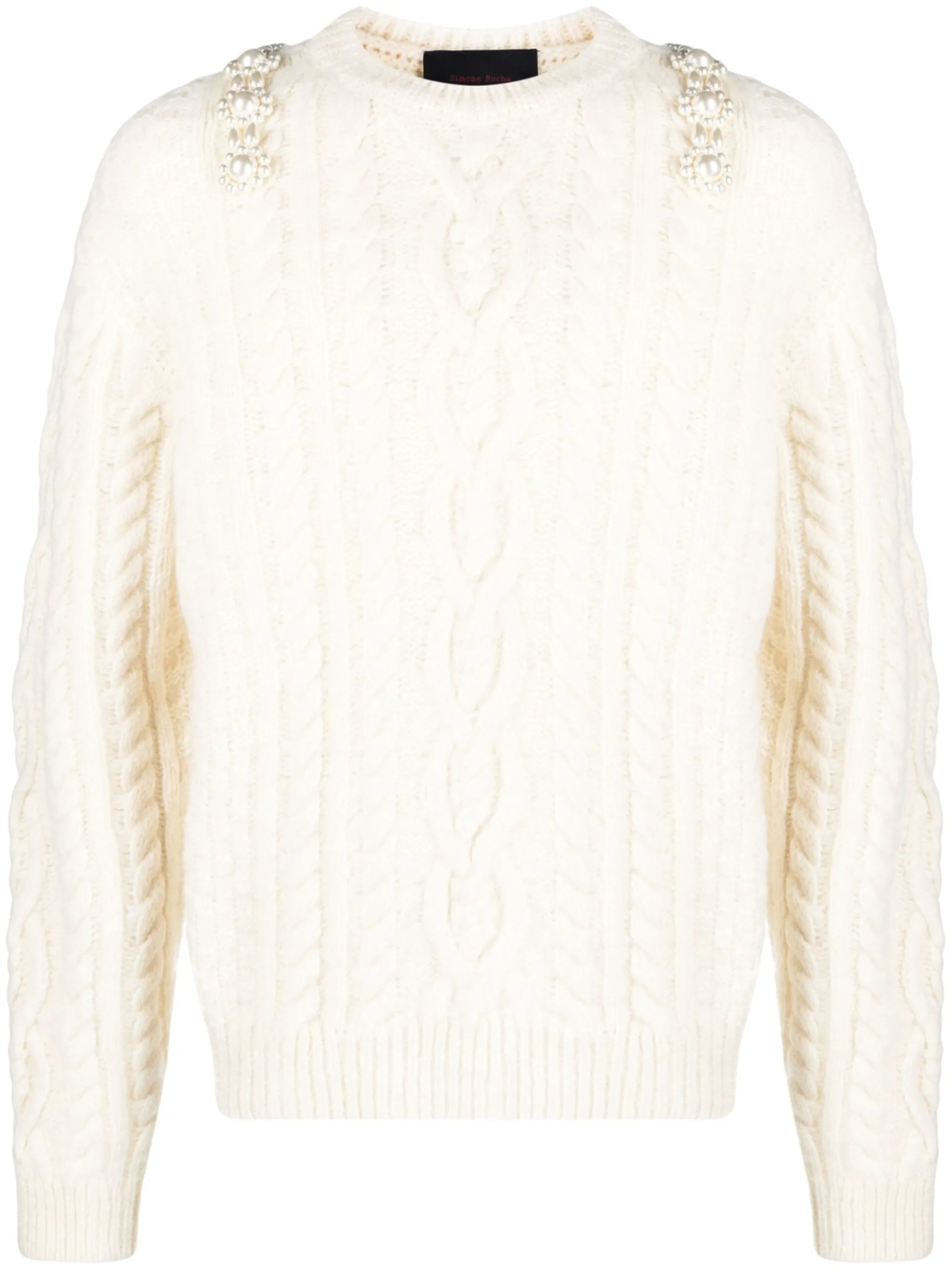 embellished cable-knit jumper