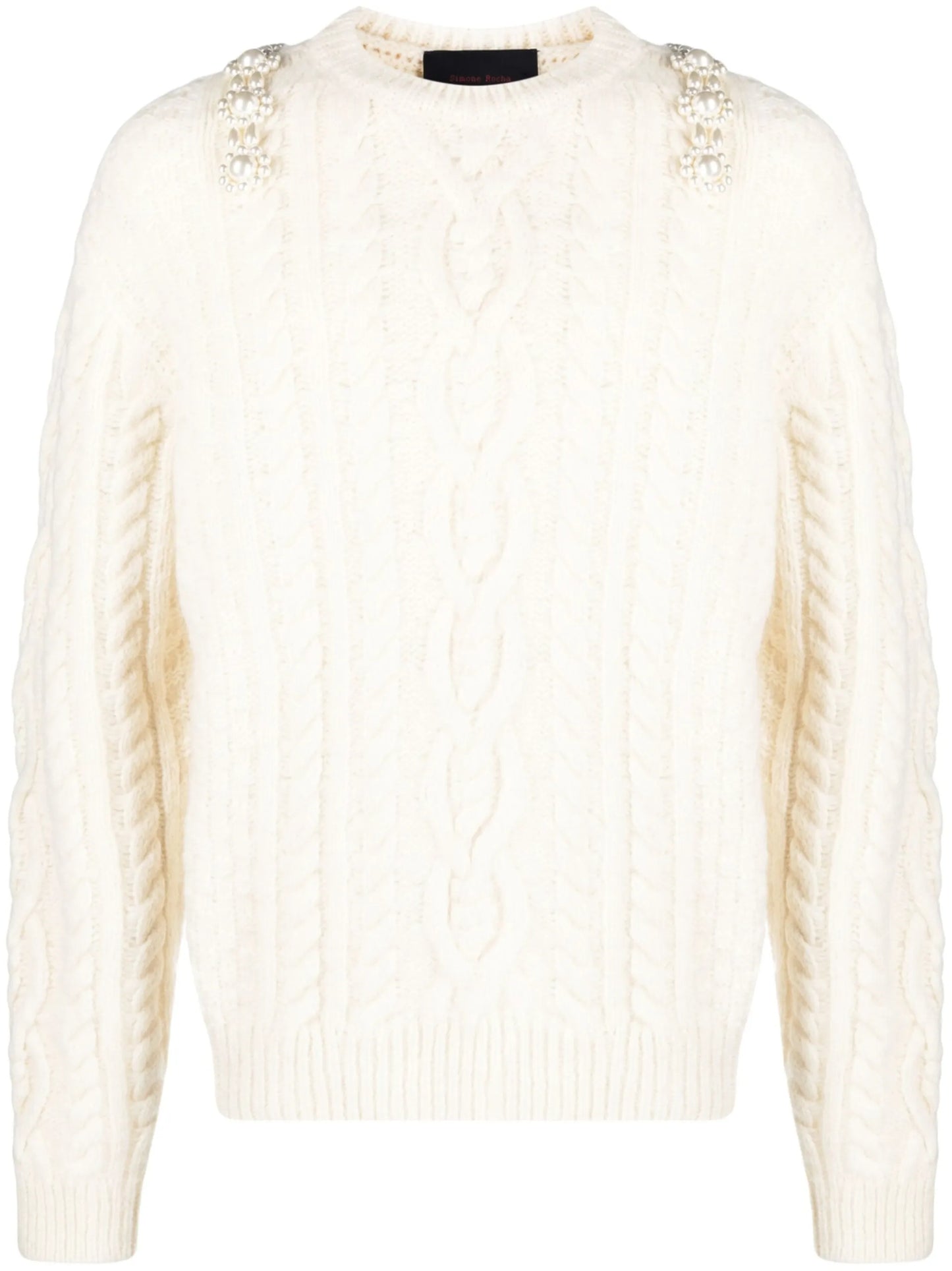 embellished cable-knit jumper
