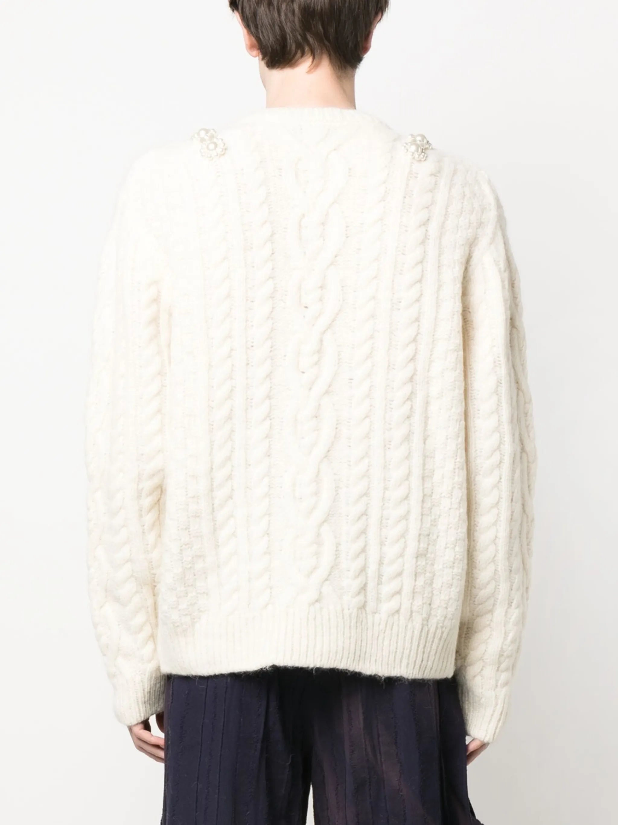 embellished cable-knit jumper