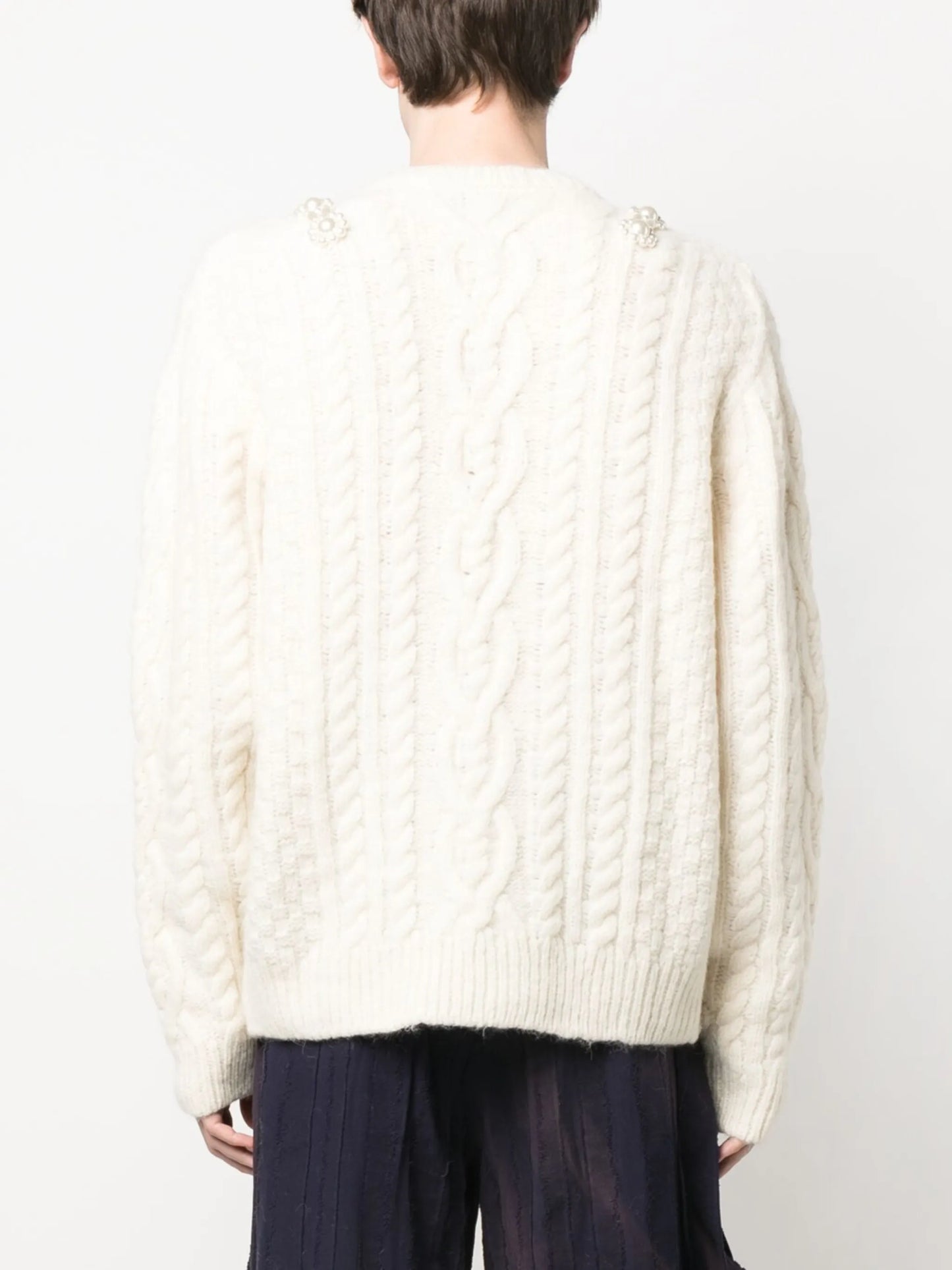 embellished cable-knit jumper