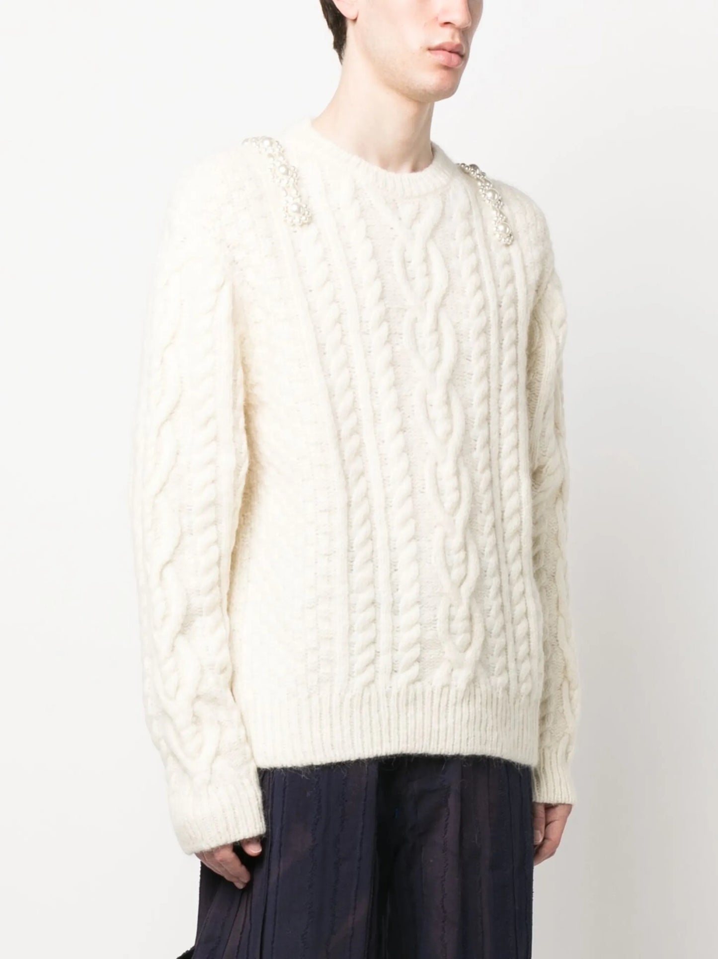 embellished cable-knit jumper