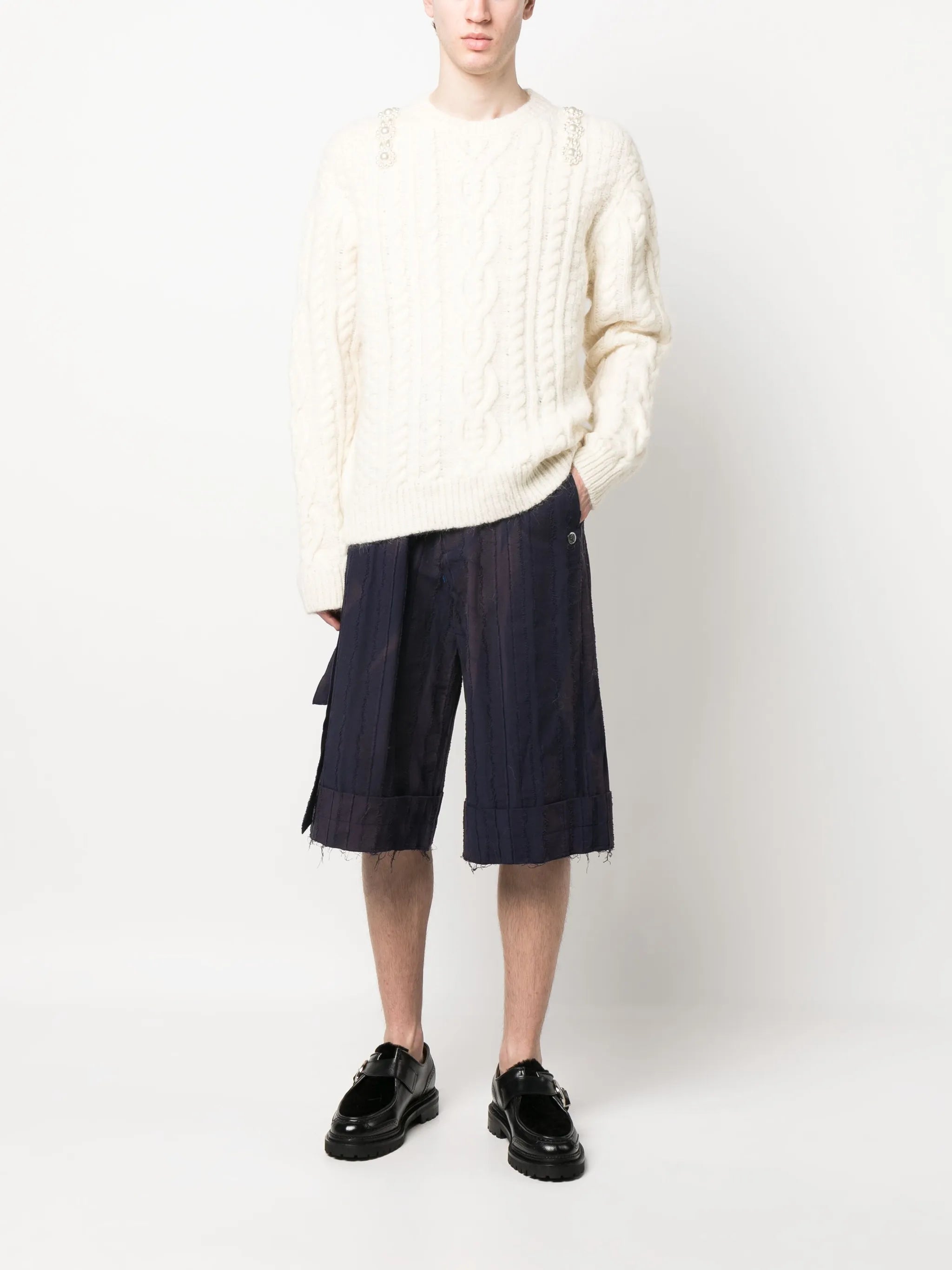 embellished cable-knit jumper