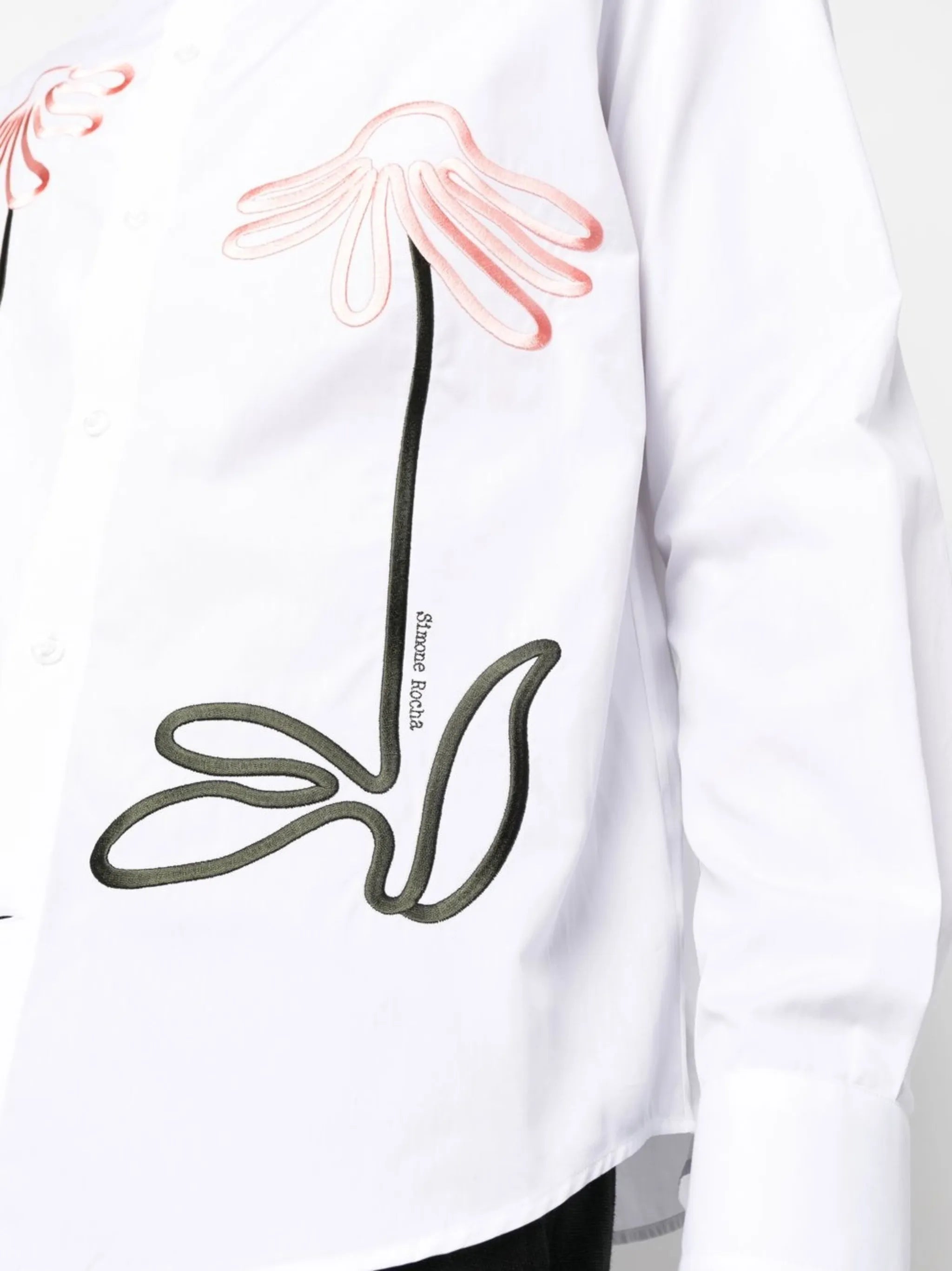 floral-embroidered long-sleeve shirt