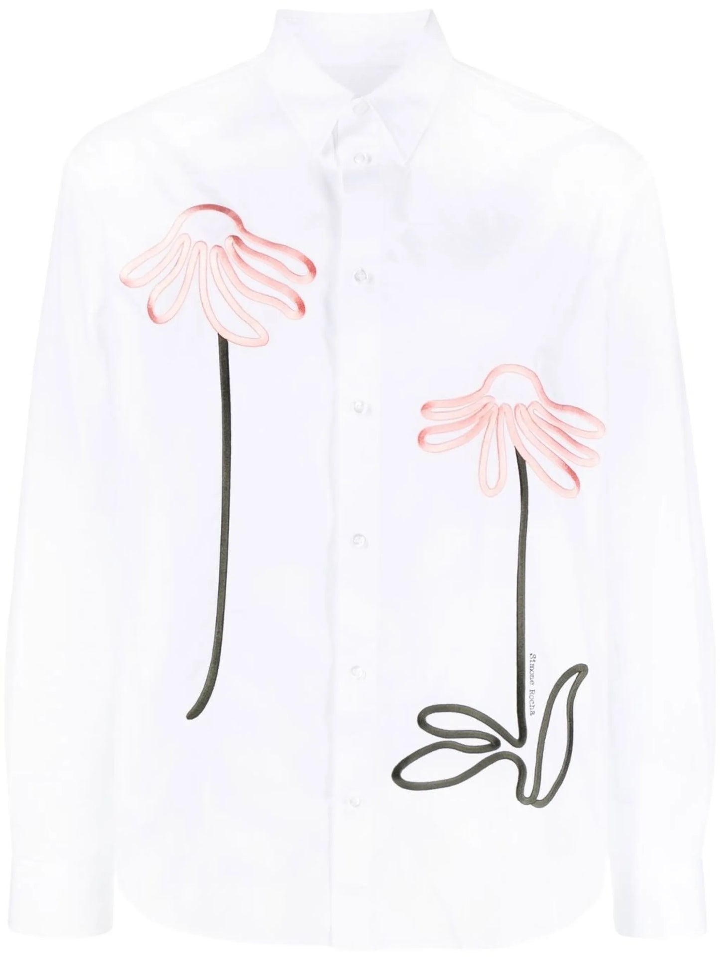floral-embroidered long-sleeve shirt