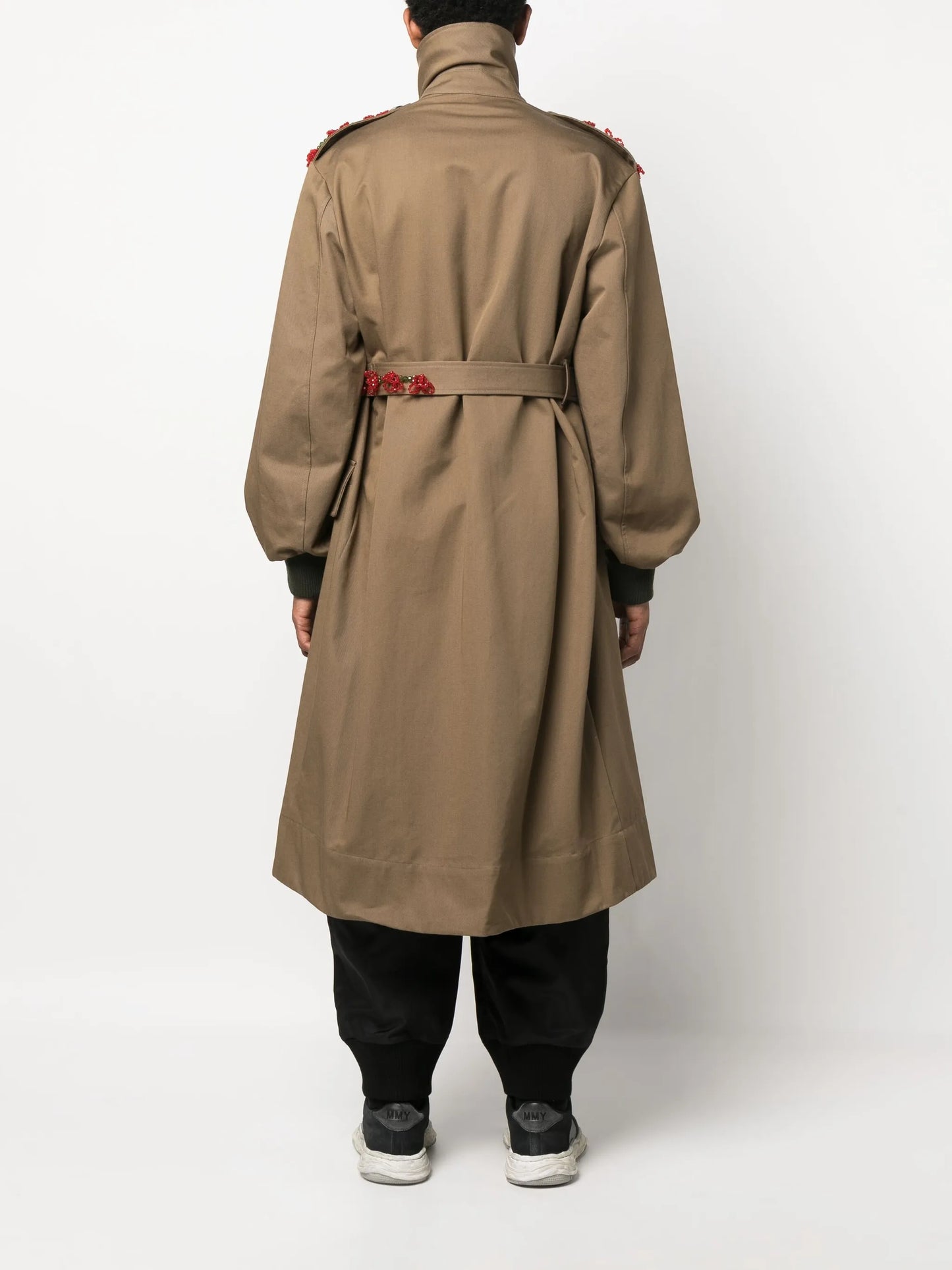 double buckle belted trench coat