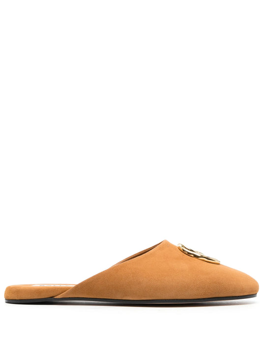 Gylon logo-plaque leather slippers