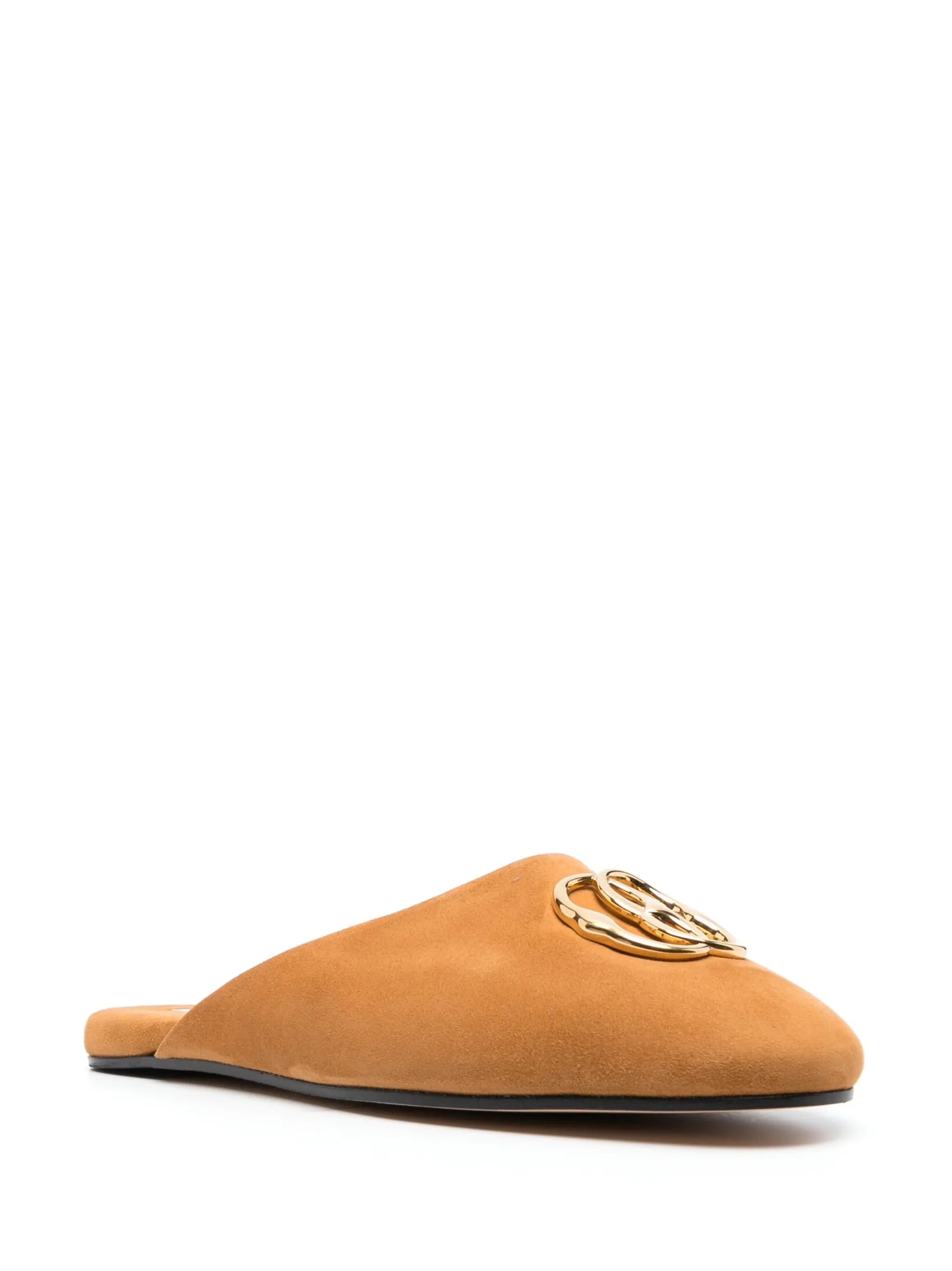 Gylon logo-plaque leather slippers