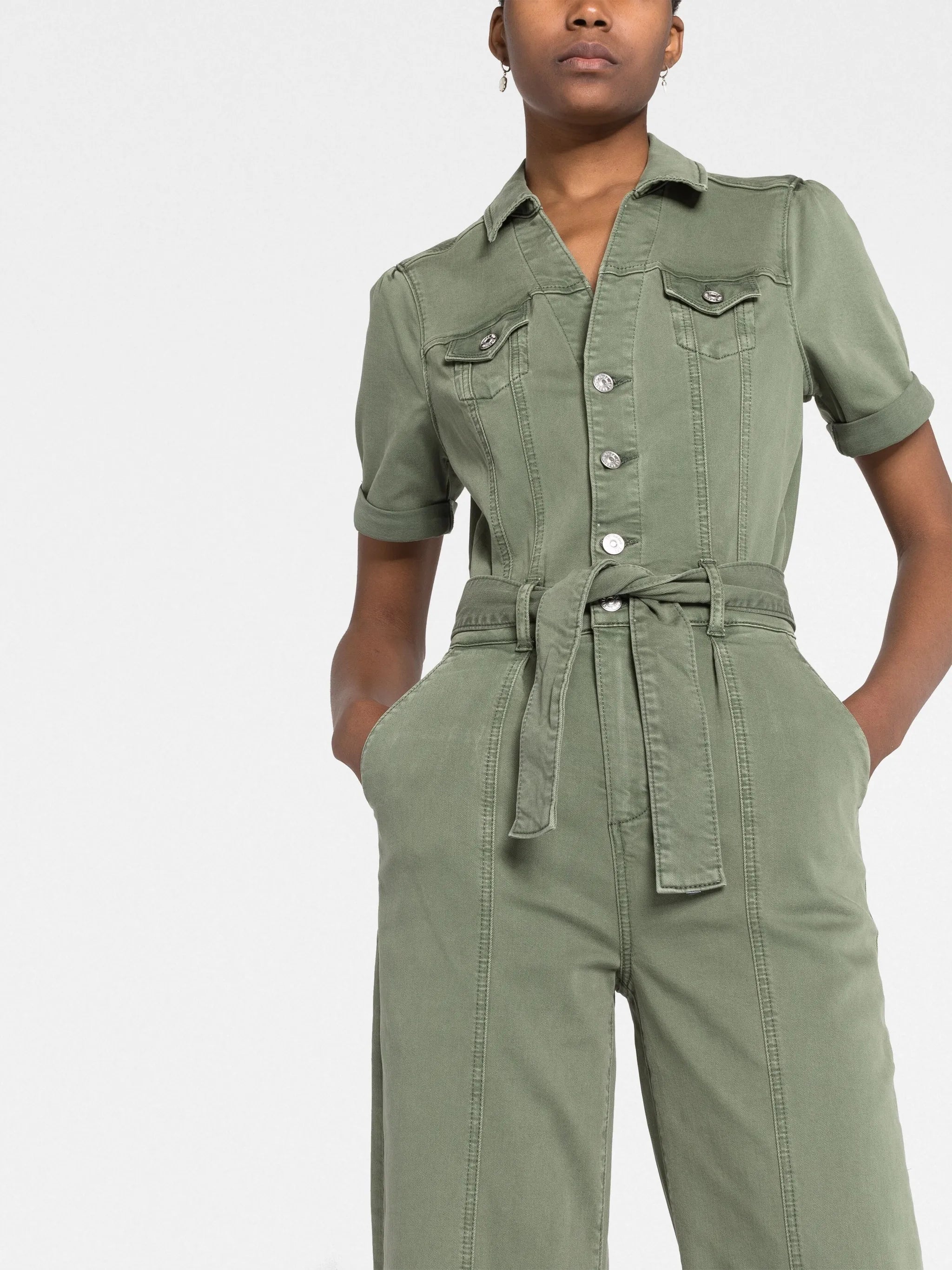belted-waist jumpsuit