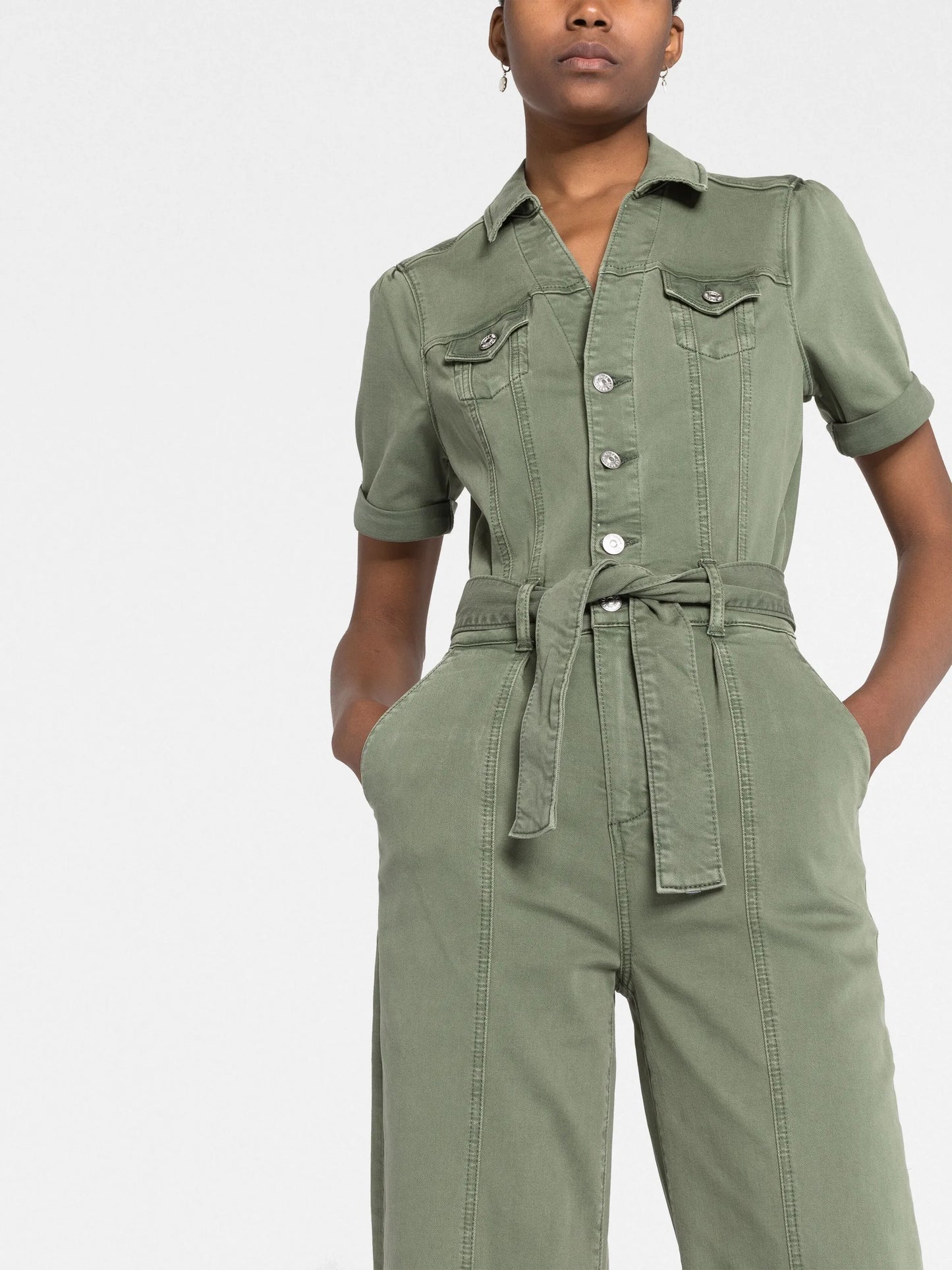 belted-waist jumpsuit