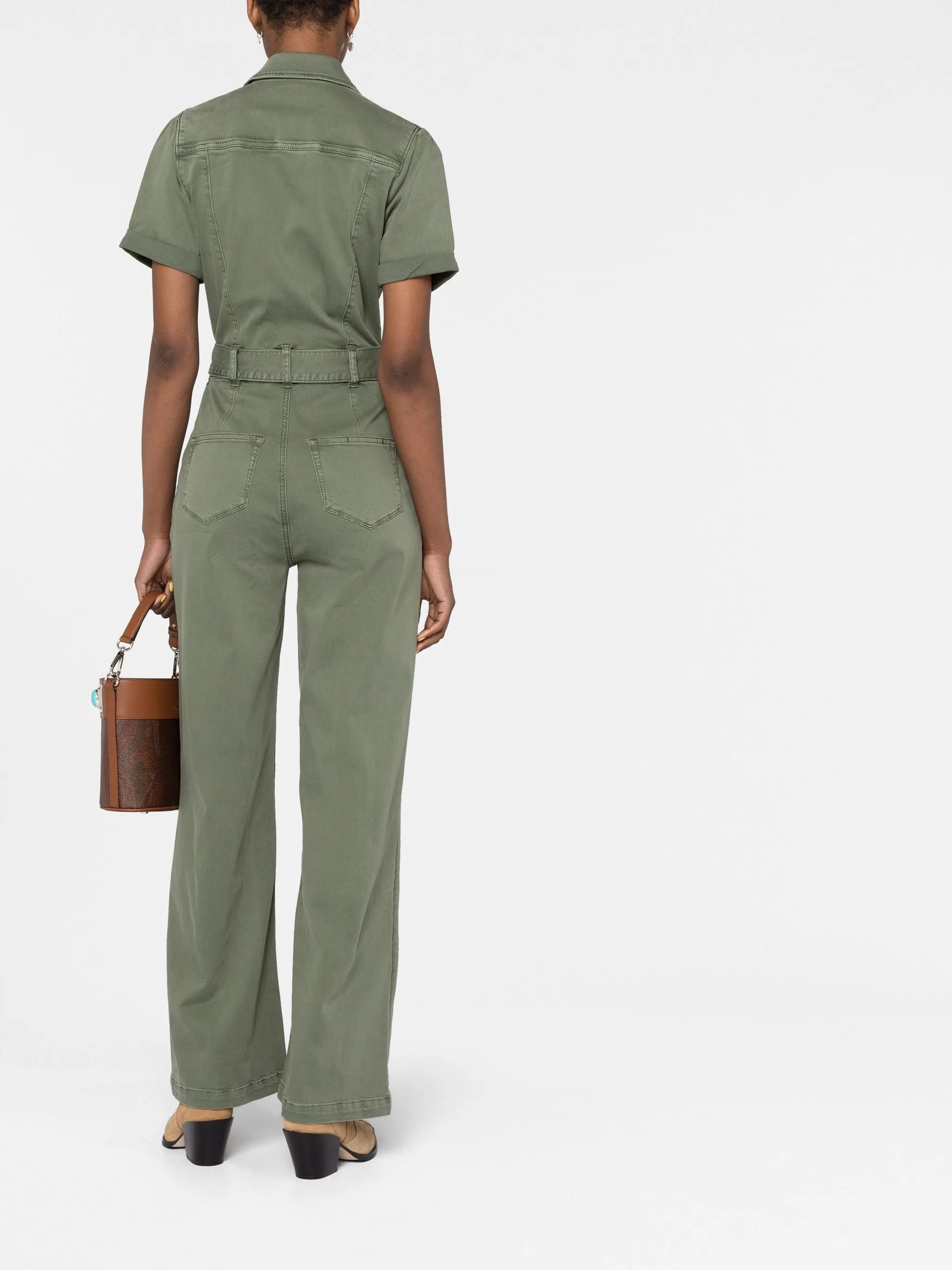 belted-waist jumpsuit