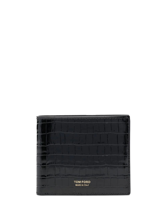 crododile-effect sheepskin wallet