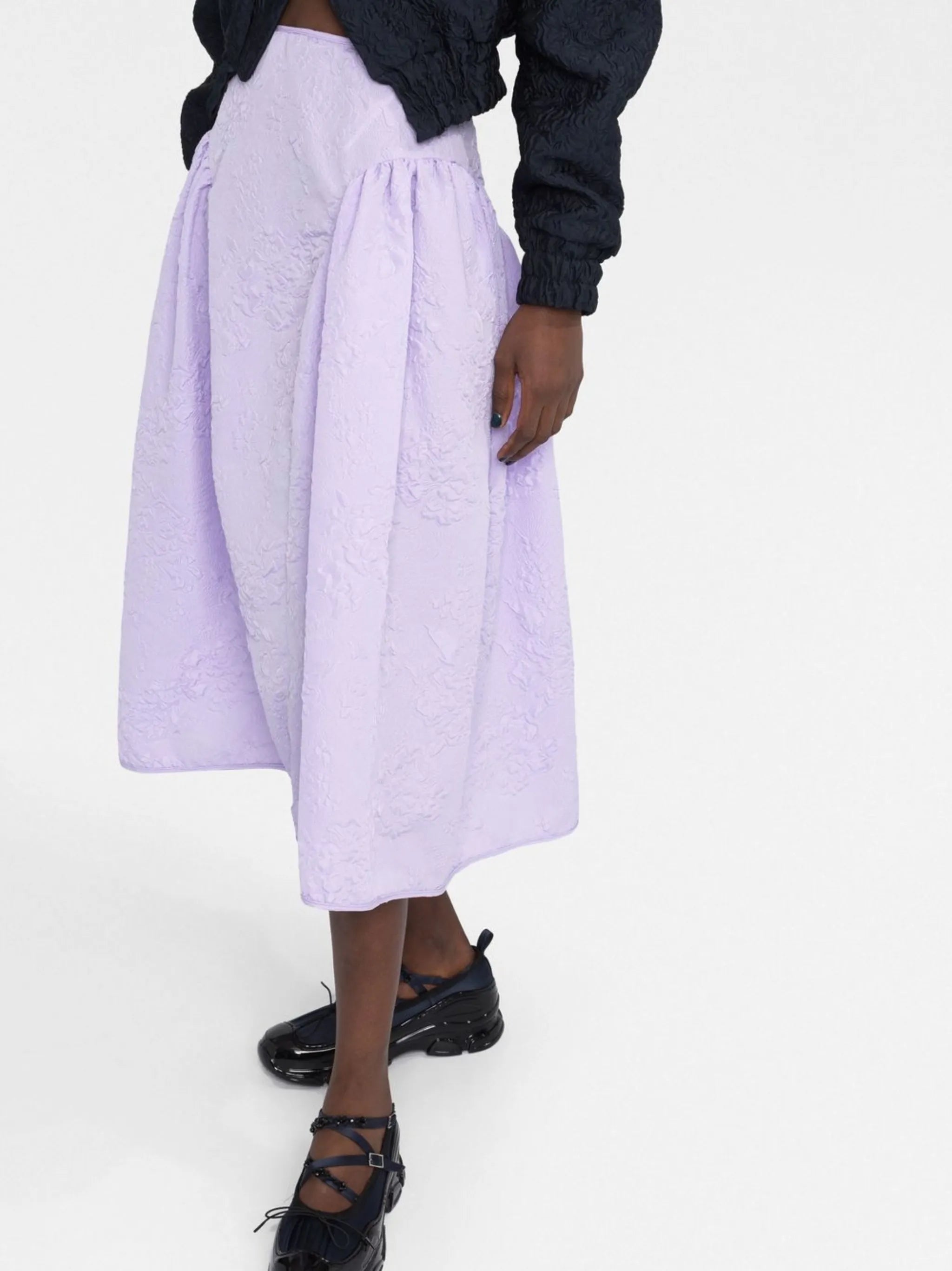 Fabiola matelassé midi skirt