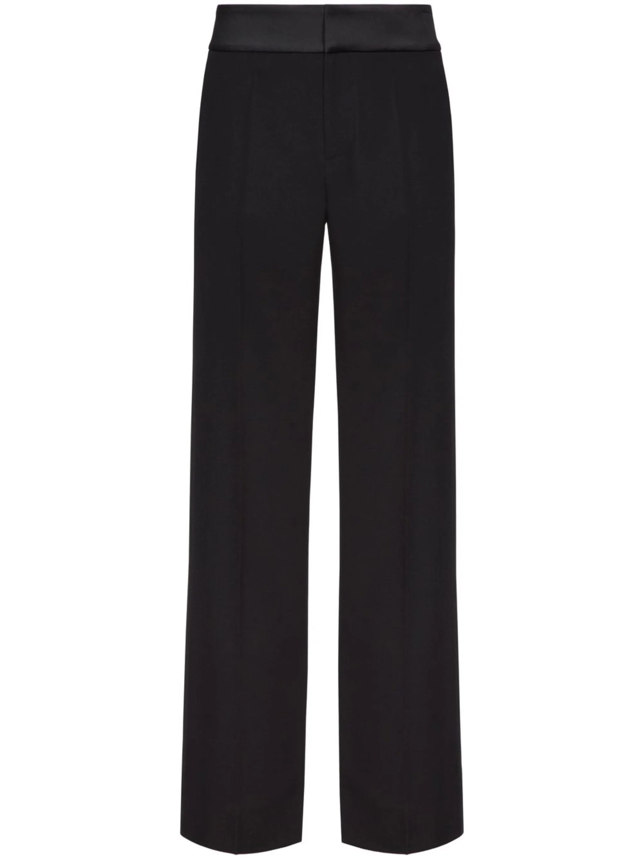 contrasting-waistband straight-leg trousers