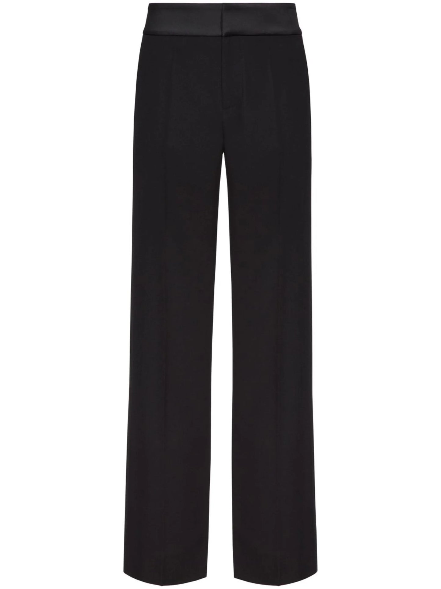 contrasting-waistband straight-leg trousers