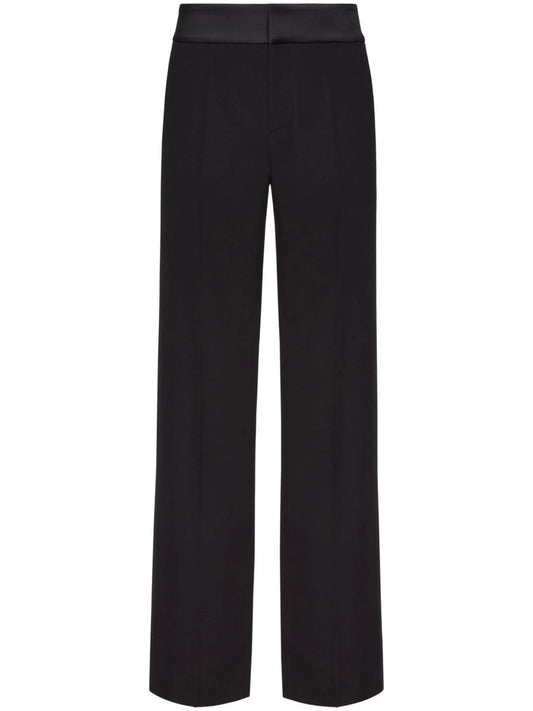 contrasting-waistband straight-leg trousers