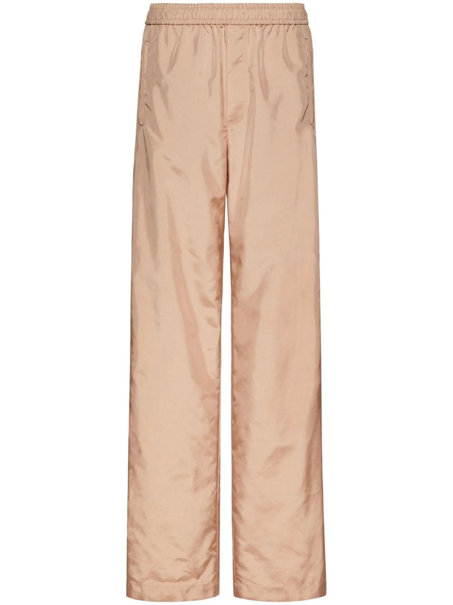 elasticated-waist straight-leg trousers