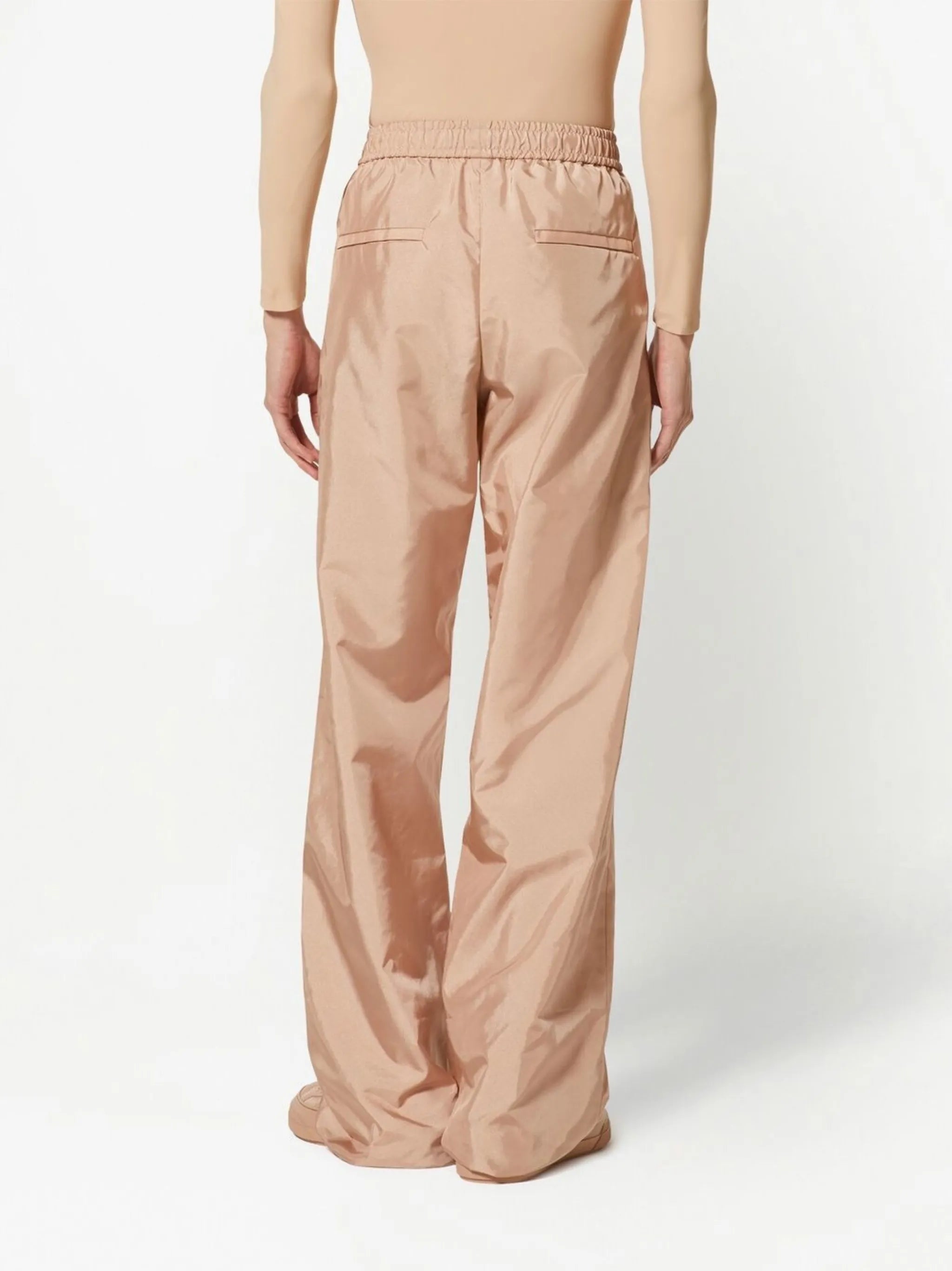 elasticated-waist straight-leg trousers