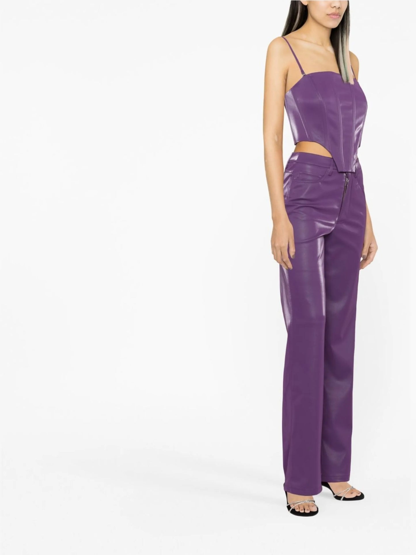 high-waist straight-leg trousers