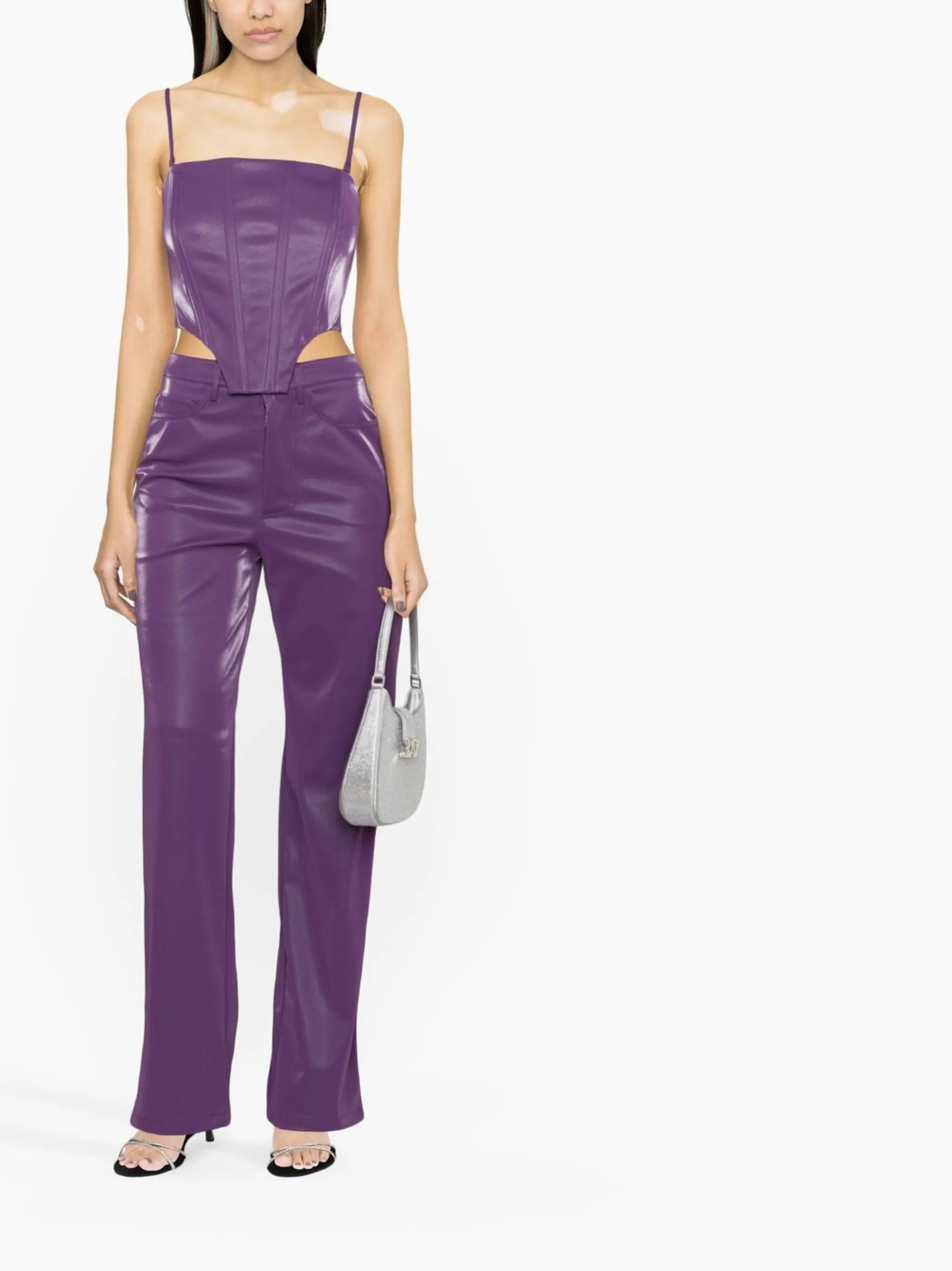 high-waist straight-leg trousers