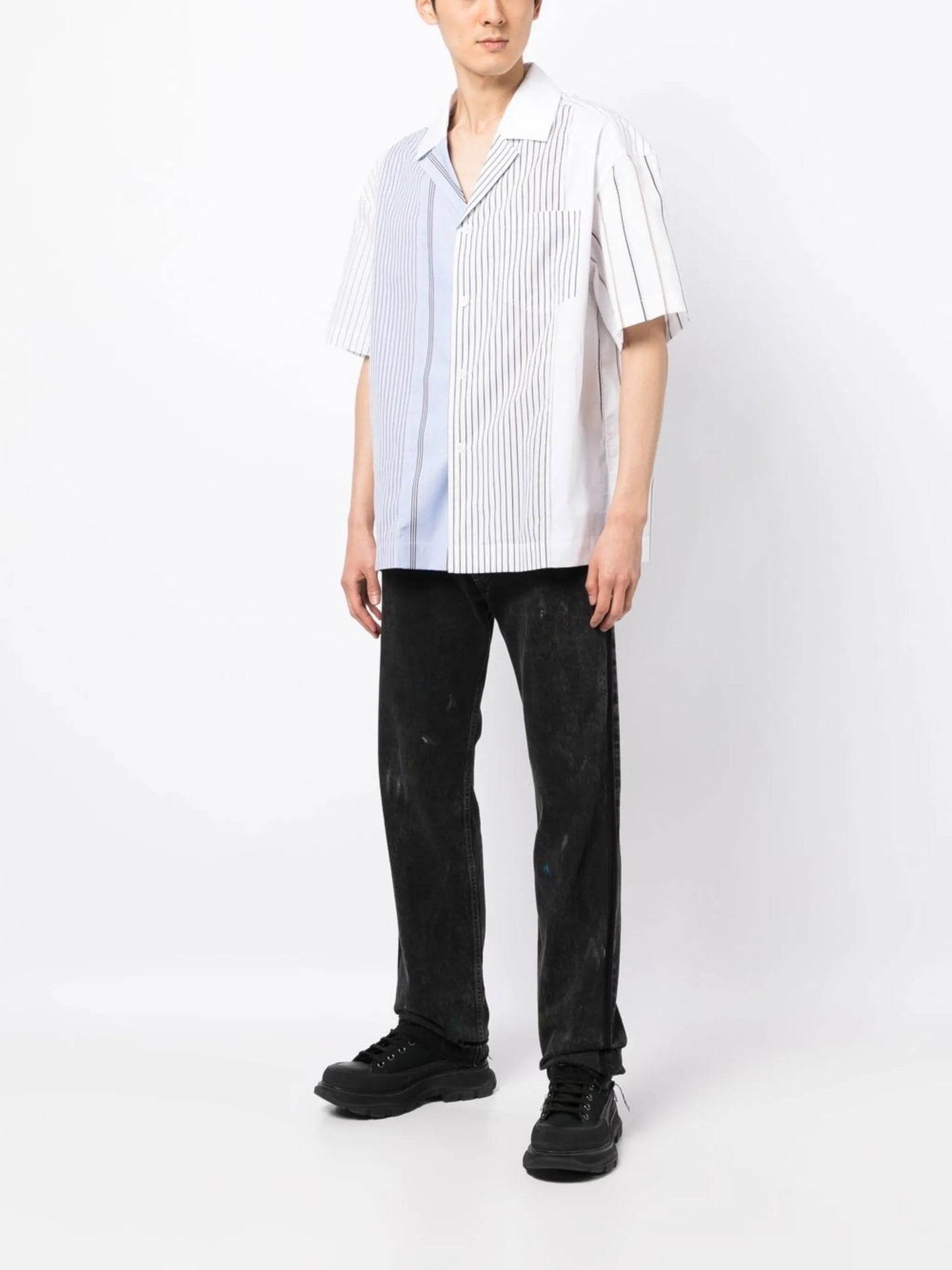 short-sleeve striped shirt