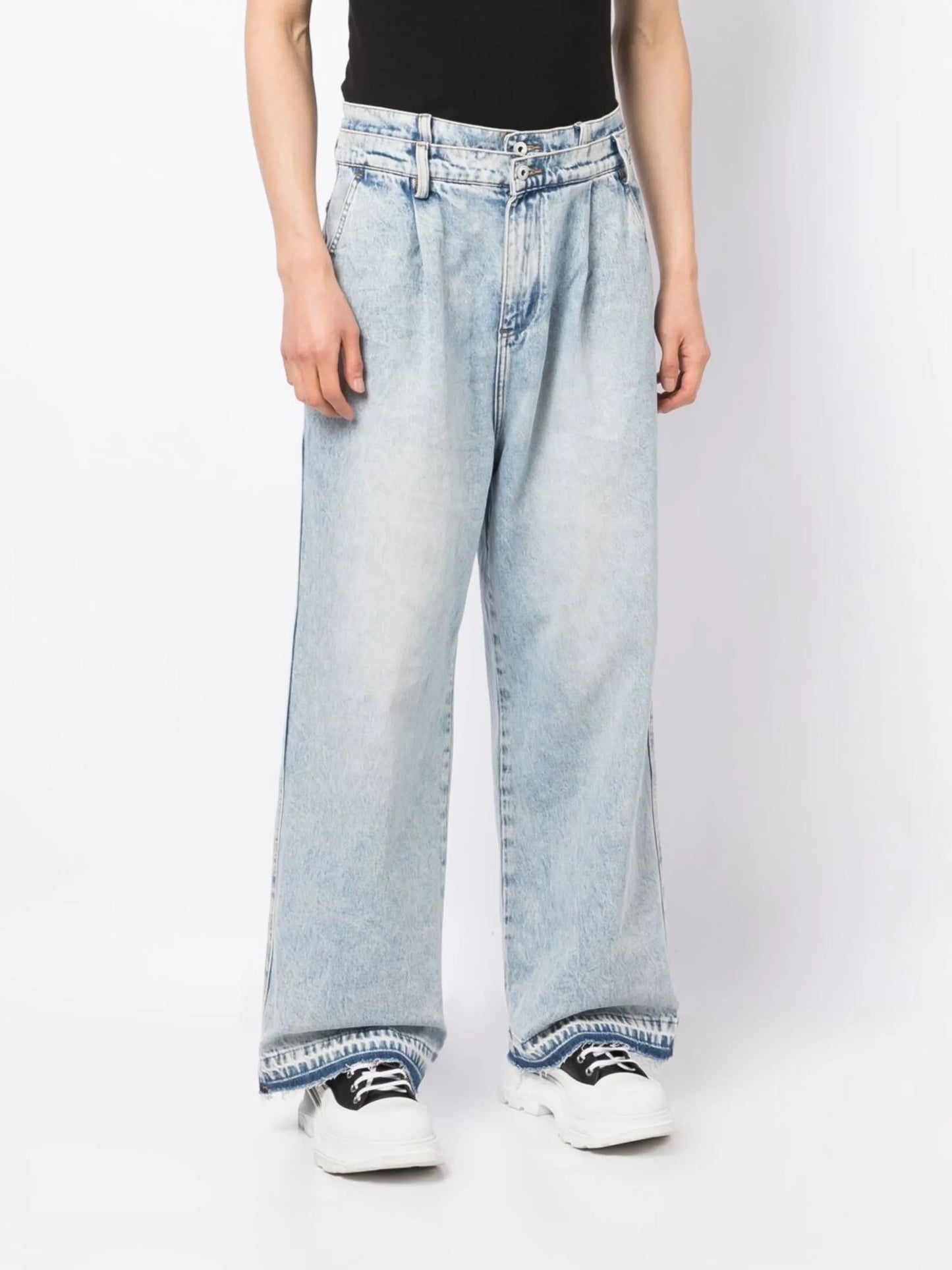 wide-leg denim jeans