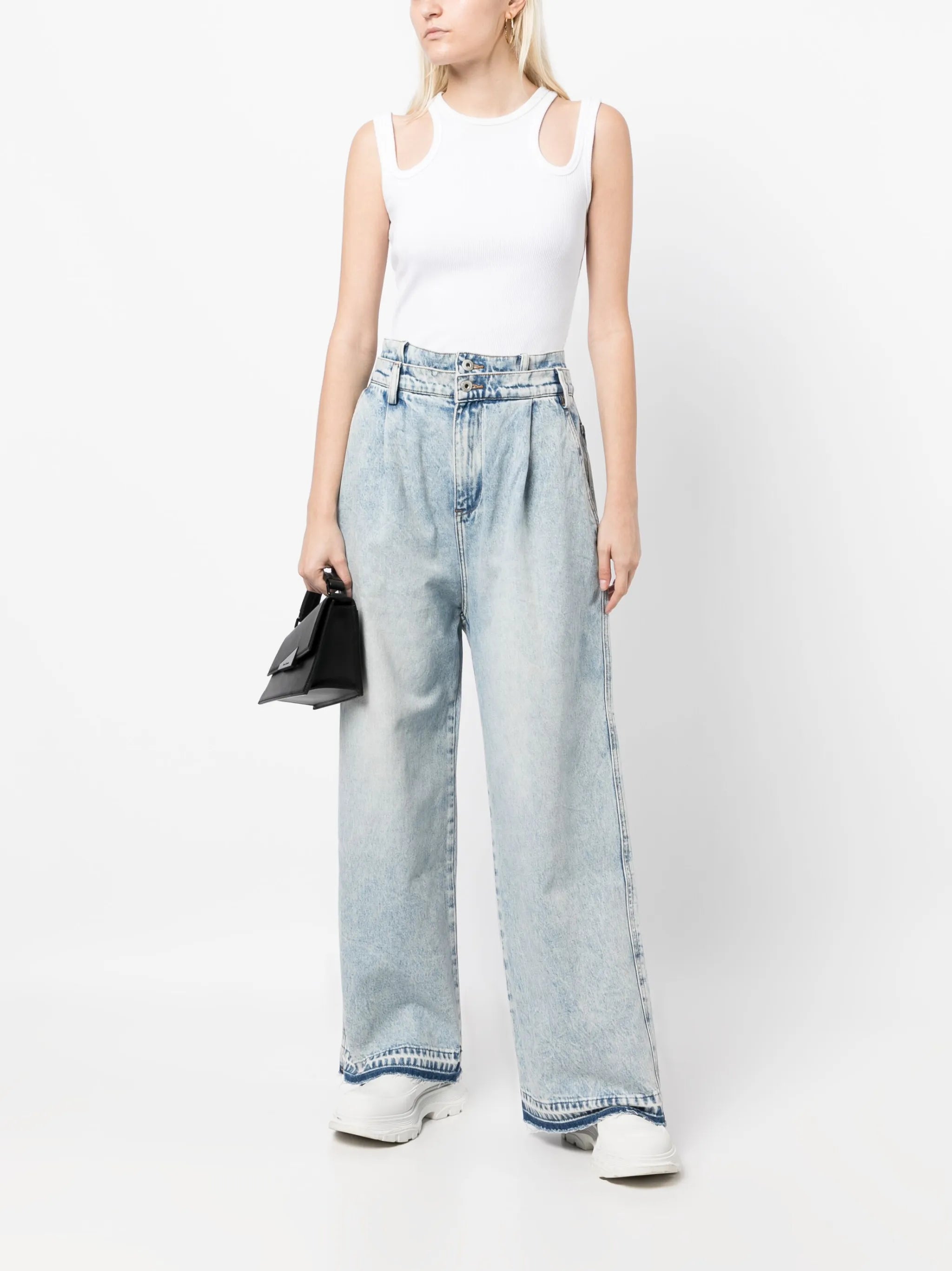 wide-leg denim jeans