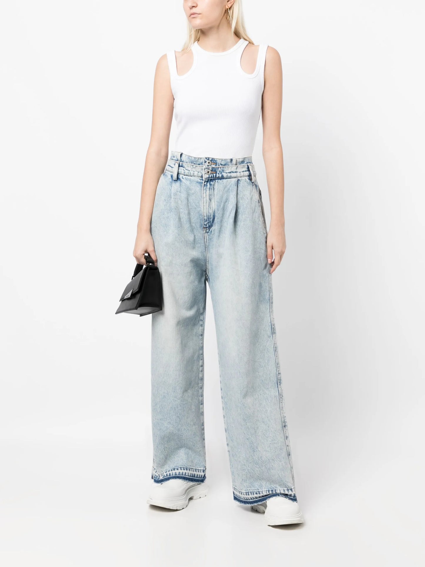 wide-leg denim jeans