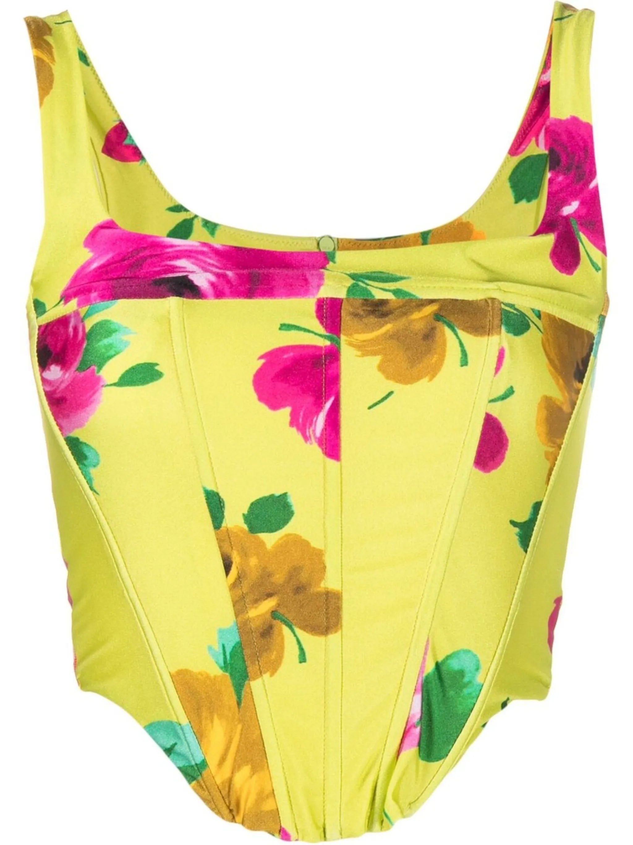 floral-print corset-style top