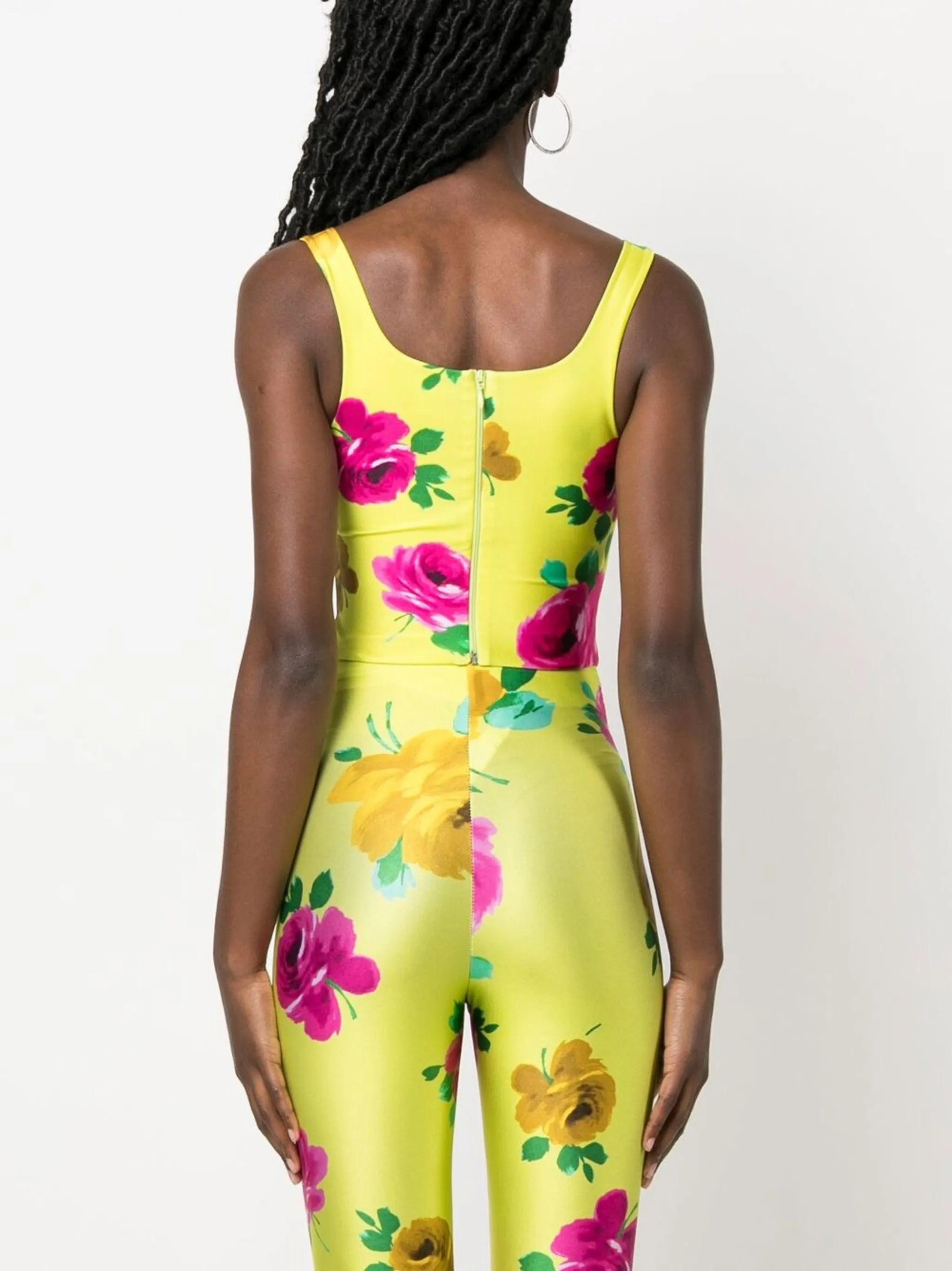 floral-print corset-style top