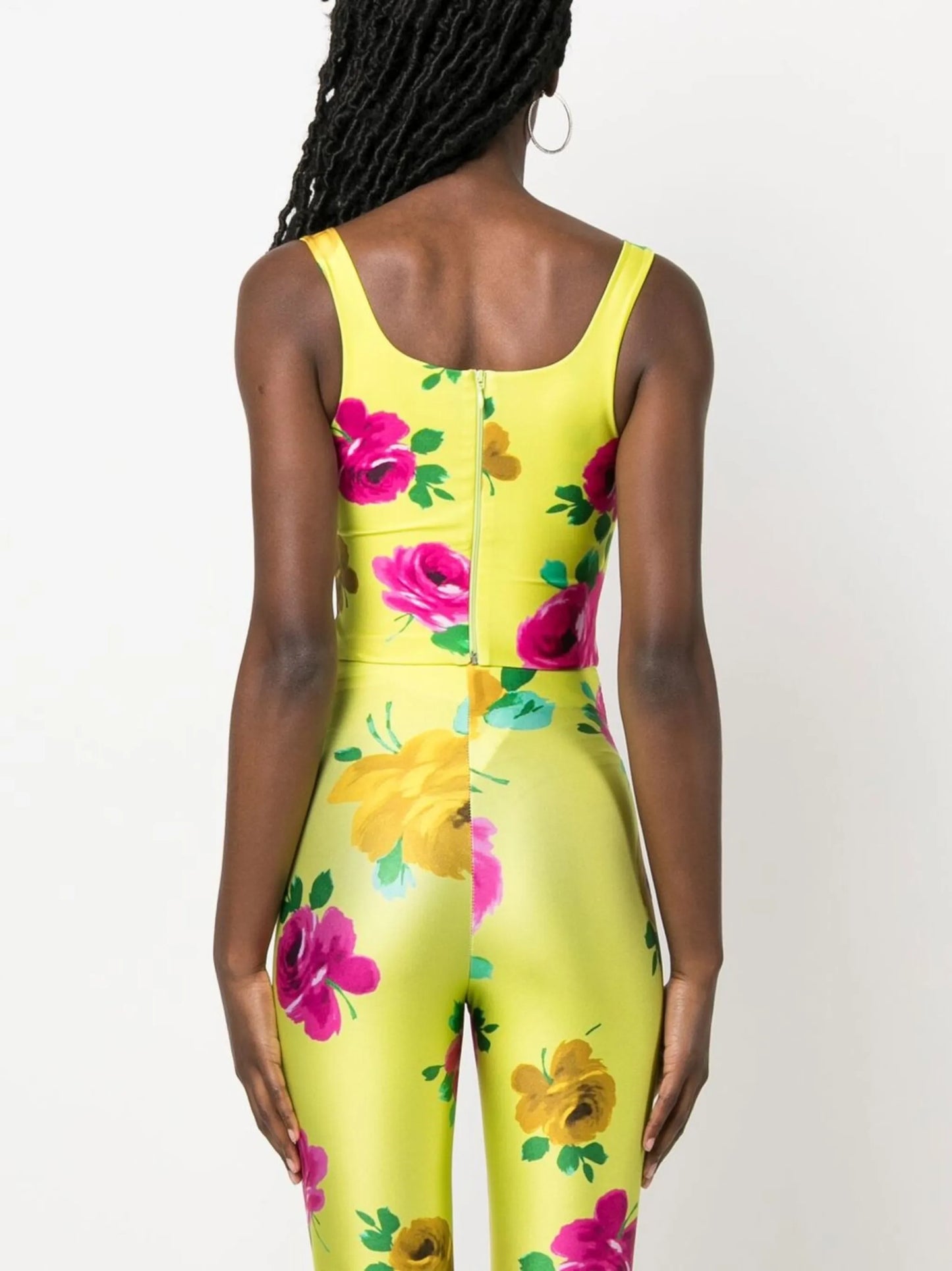 floral-print corset-style top