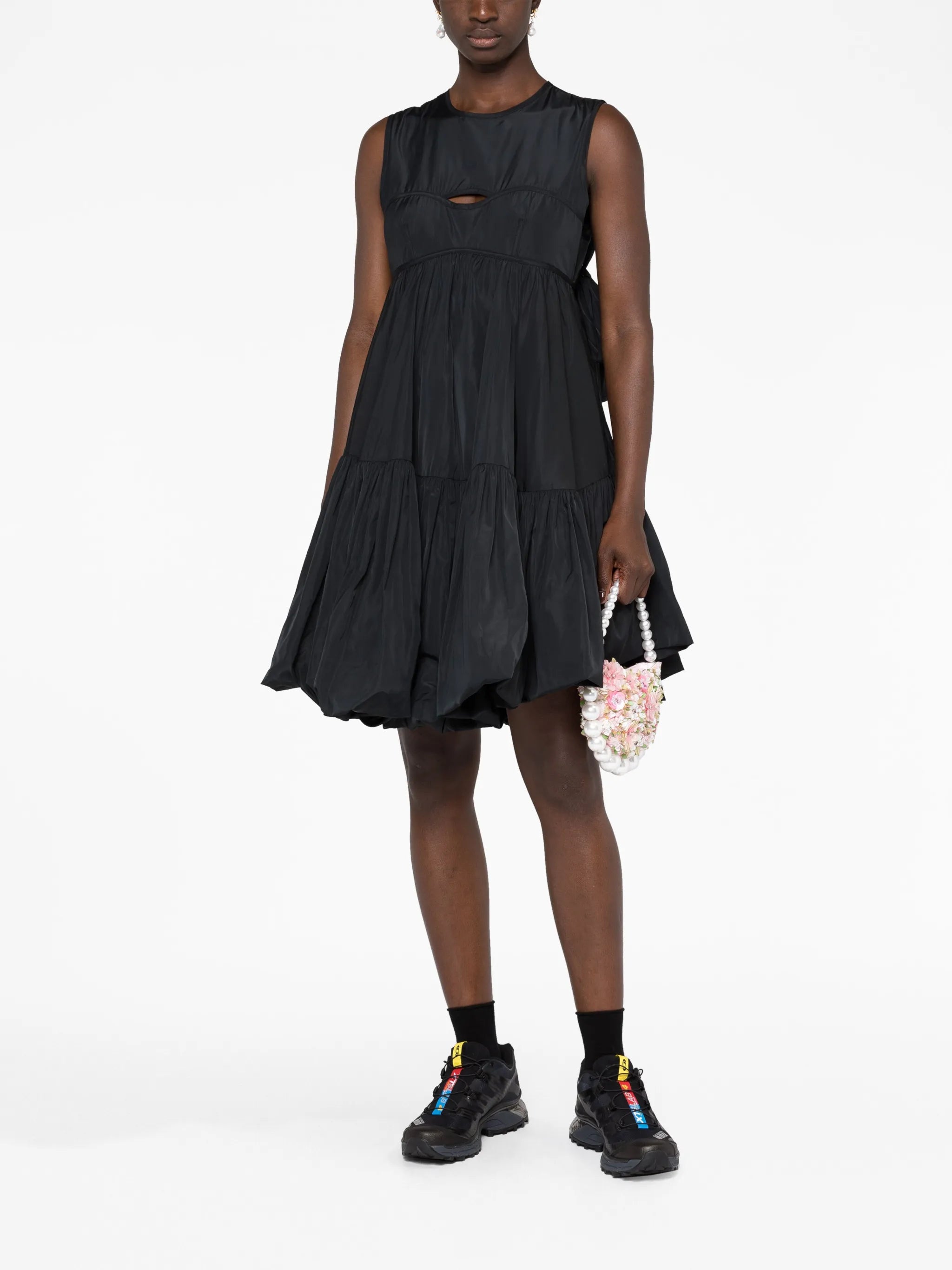 Divya bow-embellished faille minidress