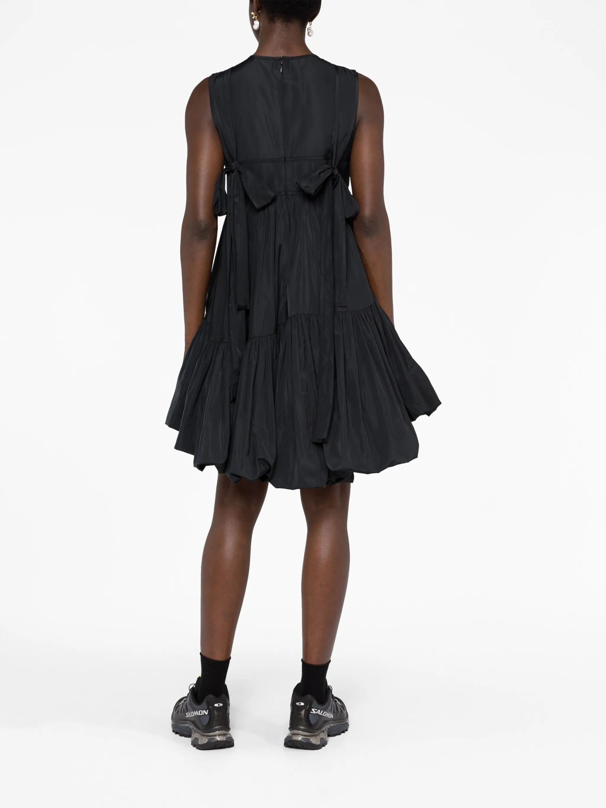 Divya bow-embellished faille minidress