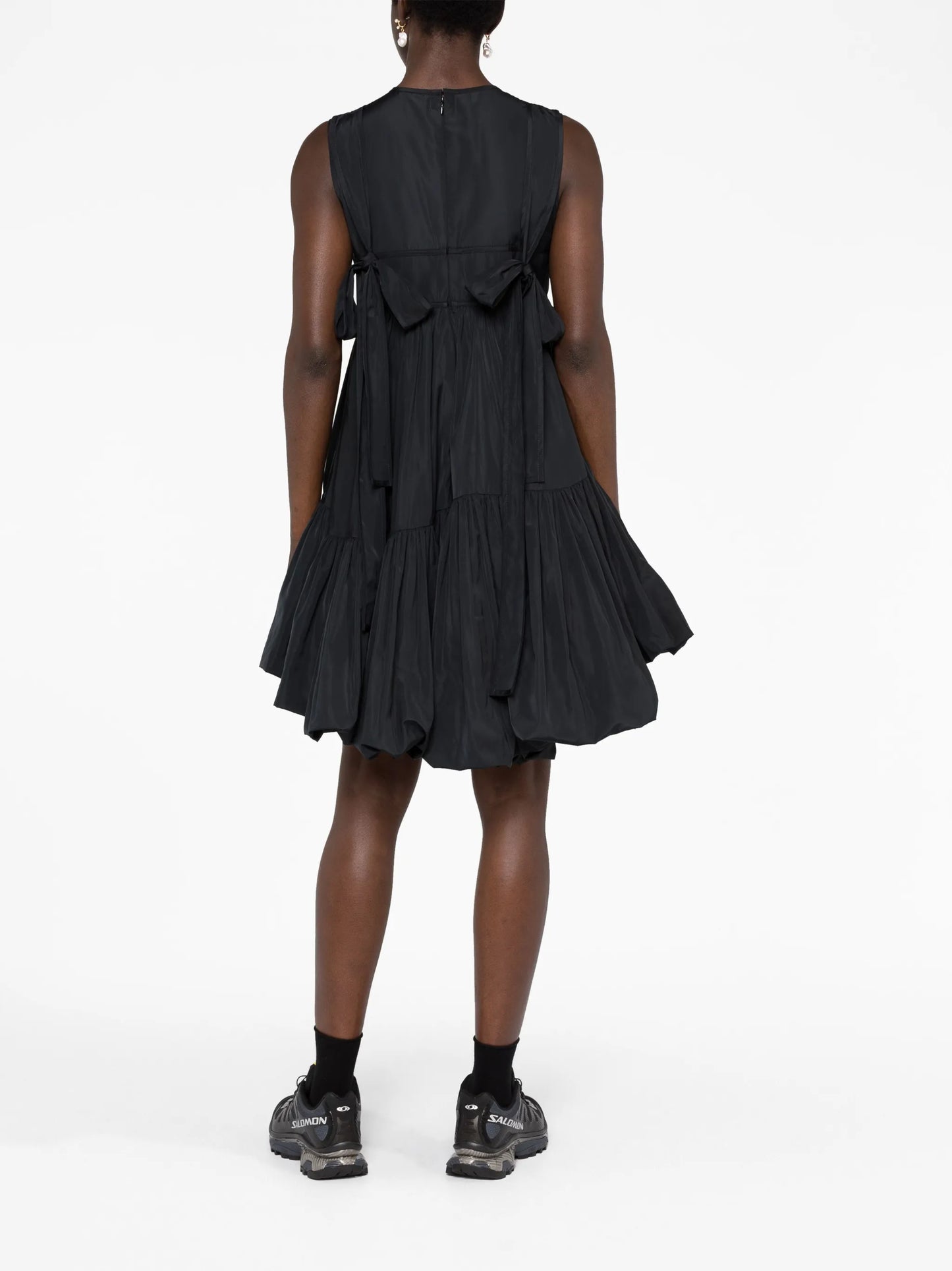 Divya bow-embellished faille minidress