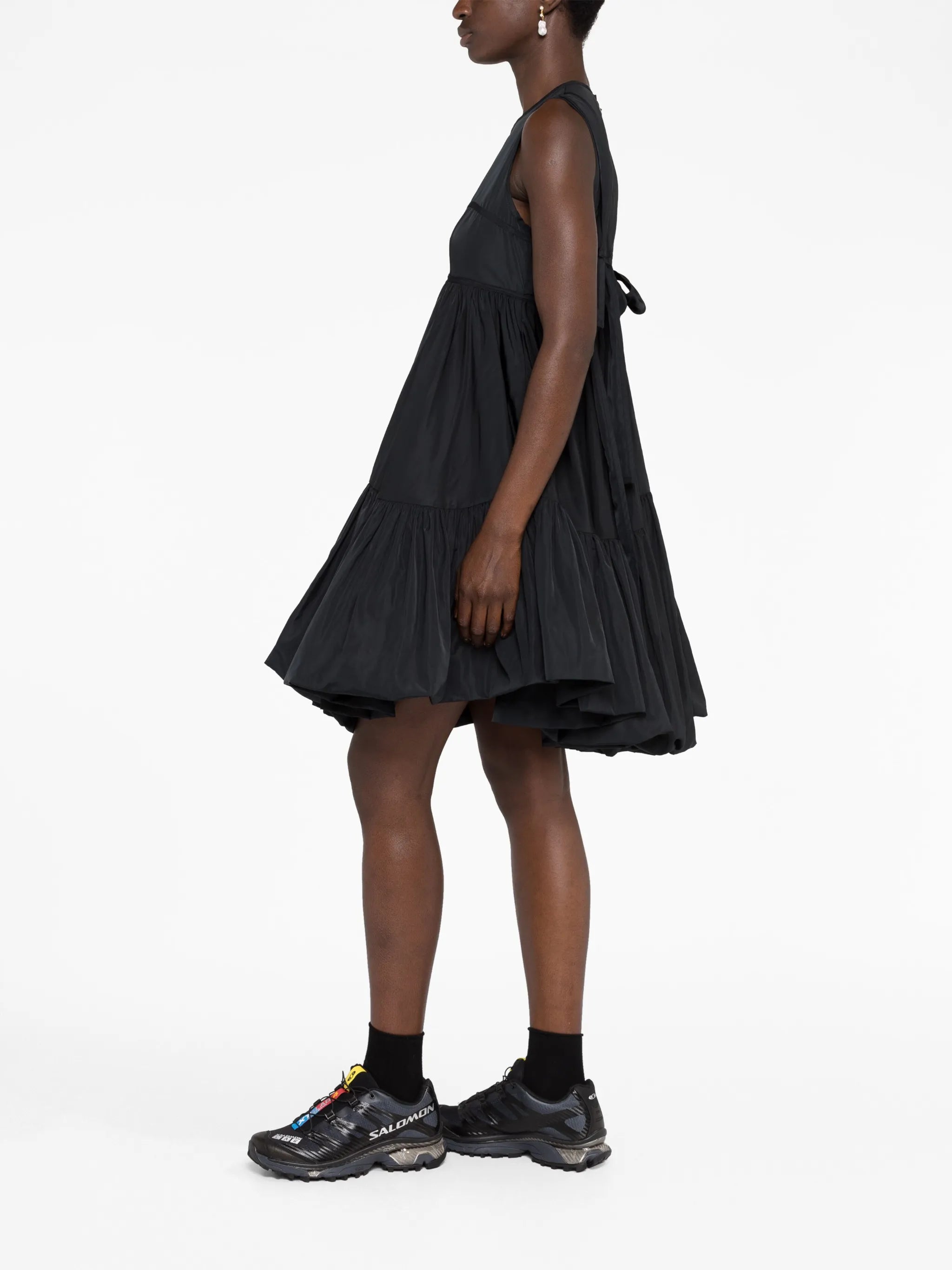 Divya bow-embellished faille minidress