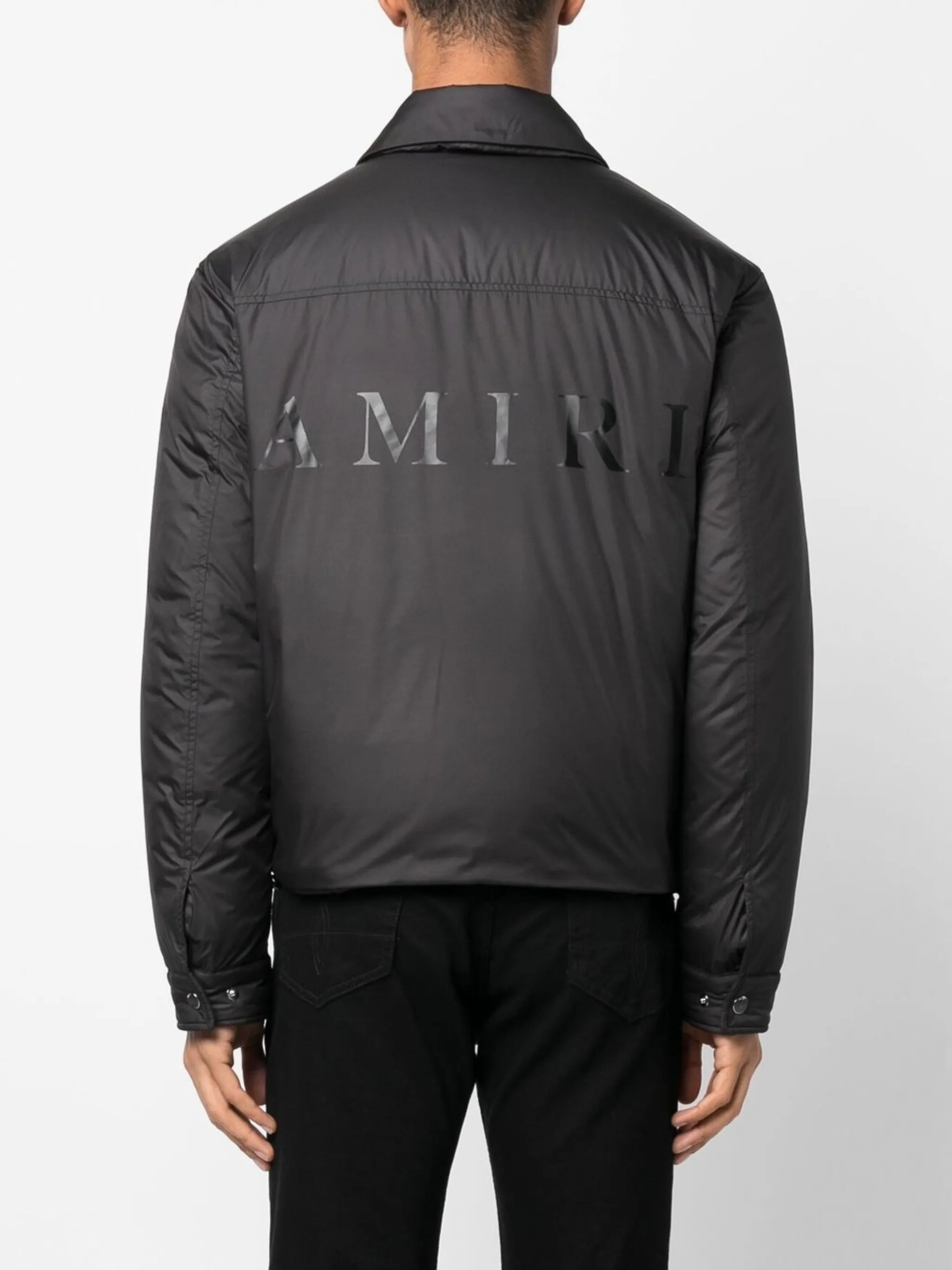 logo-print zip-up shirt jacket