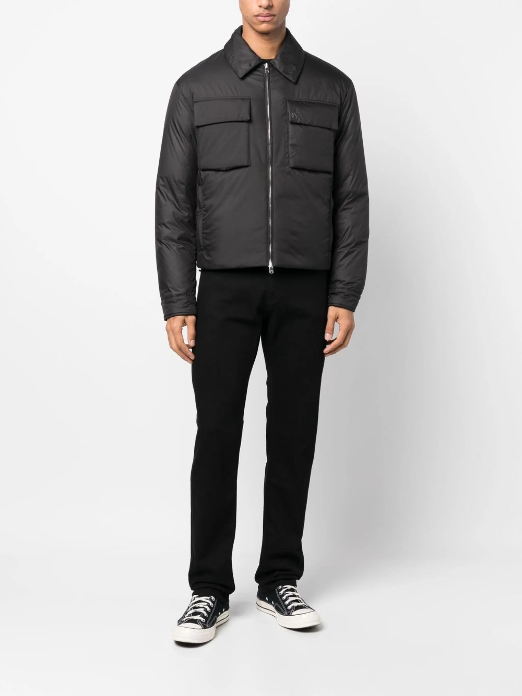 logo-print zip-up shirt jacket