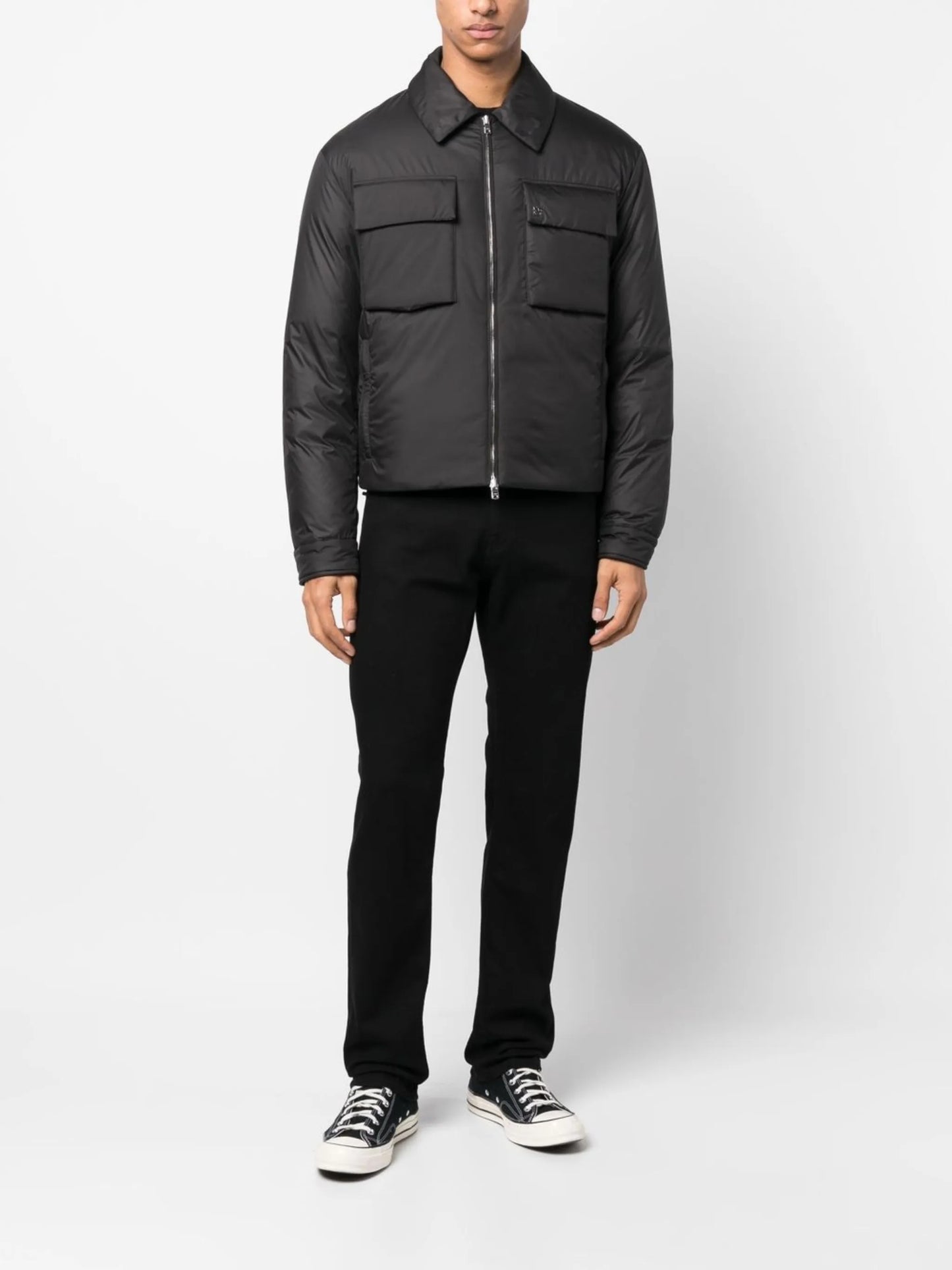 logo-print zip-up shirt jacket