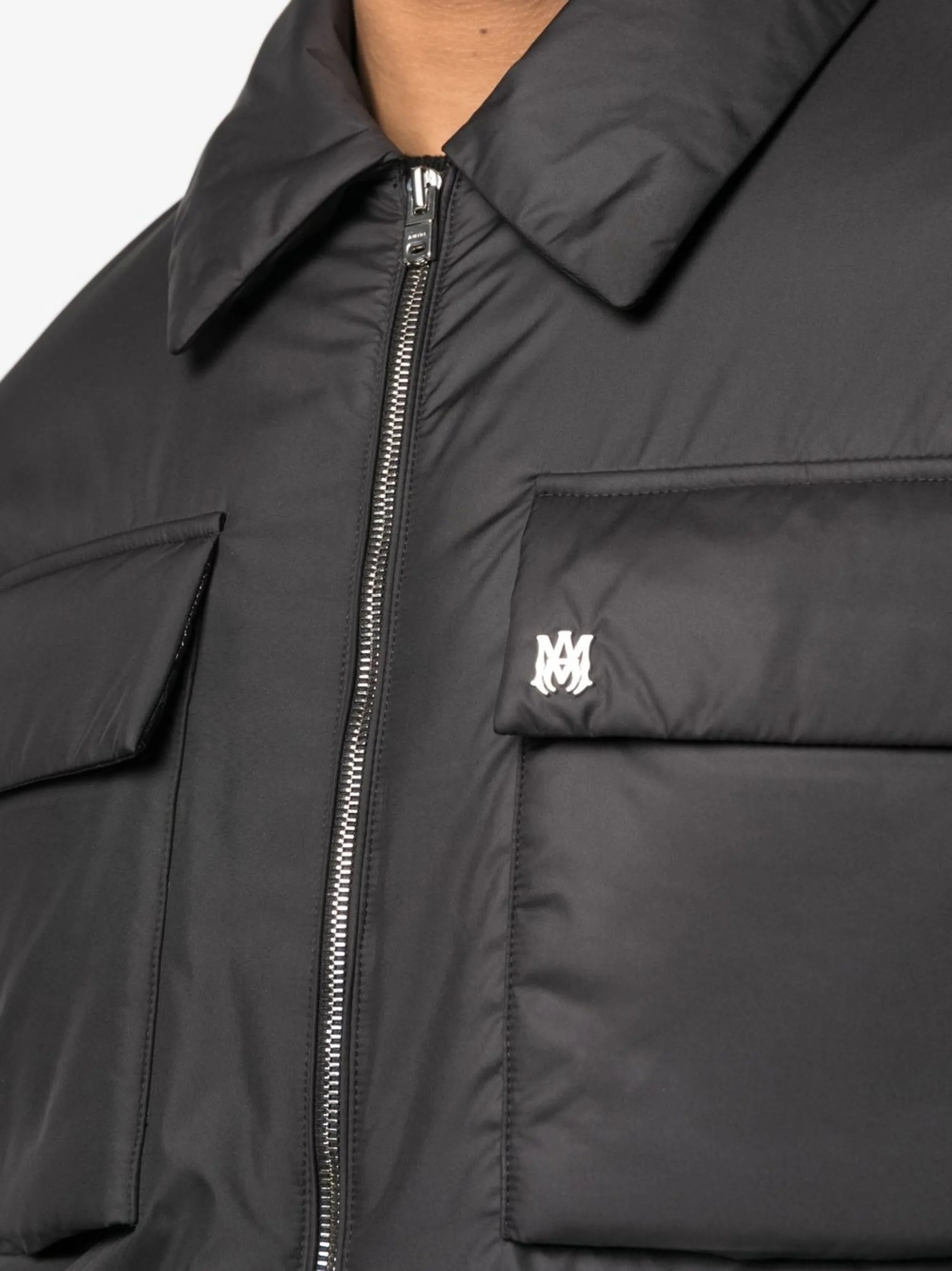 logo-print zip-up shirt jacket