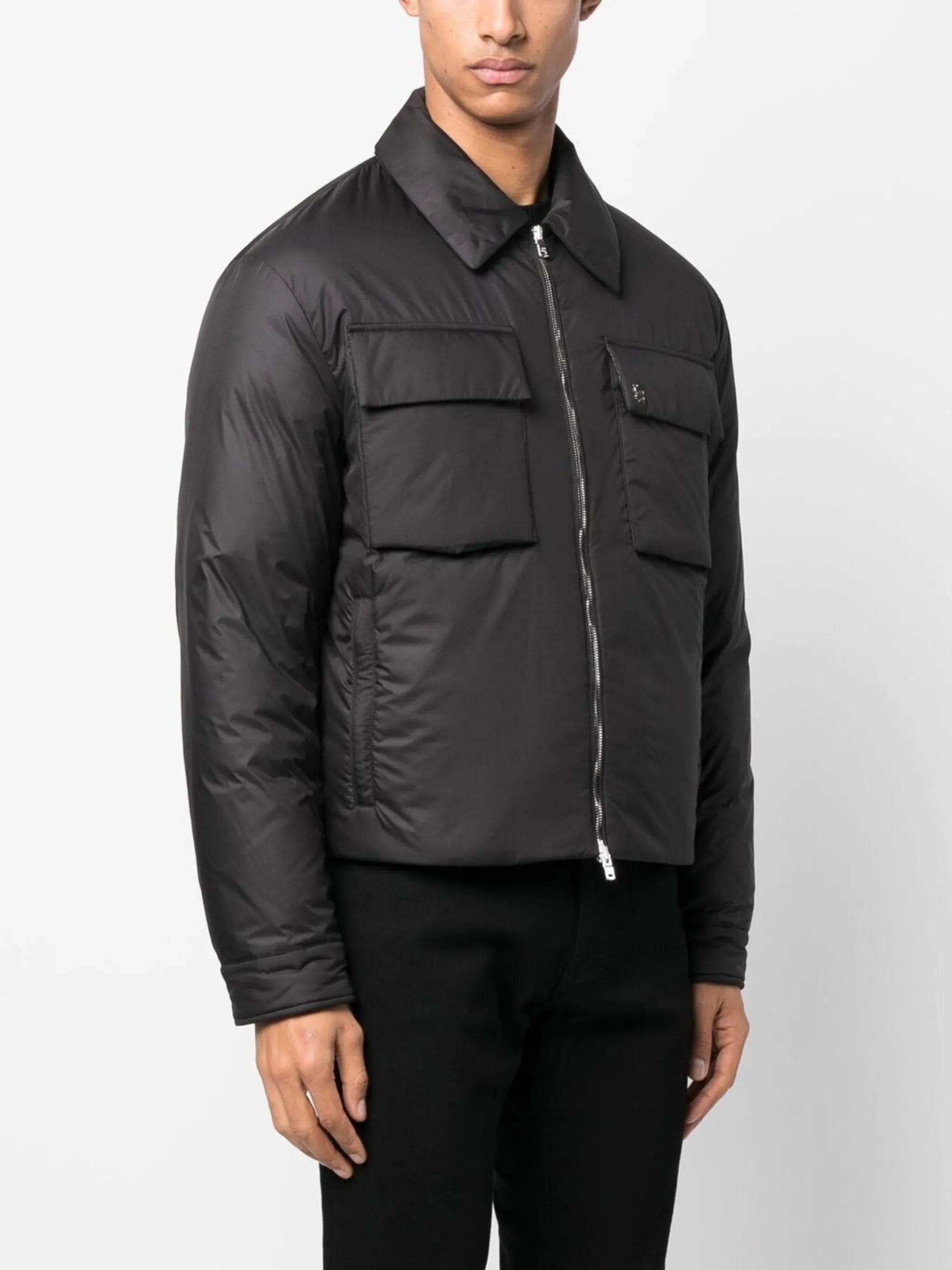 logo-print zip-up shirt jacket