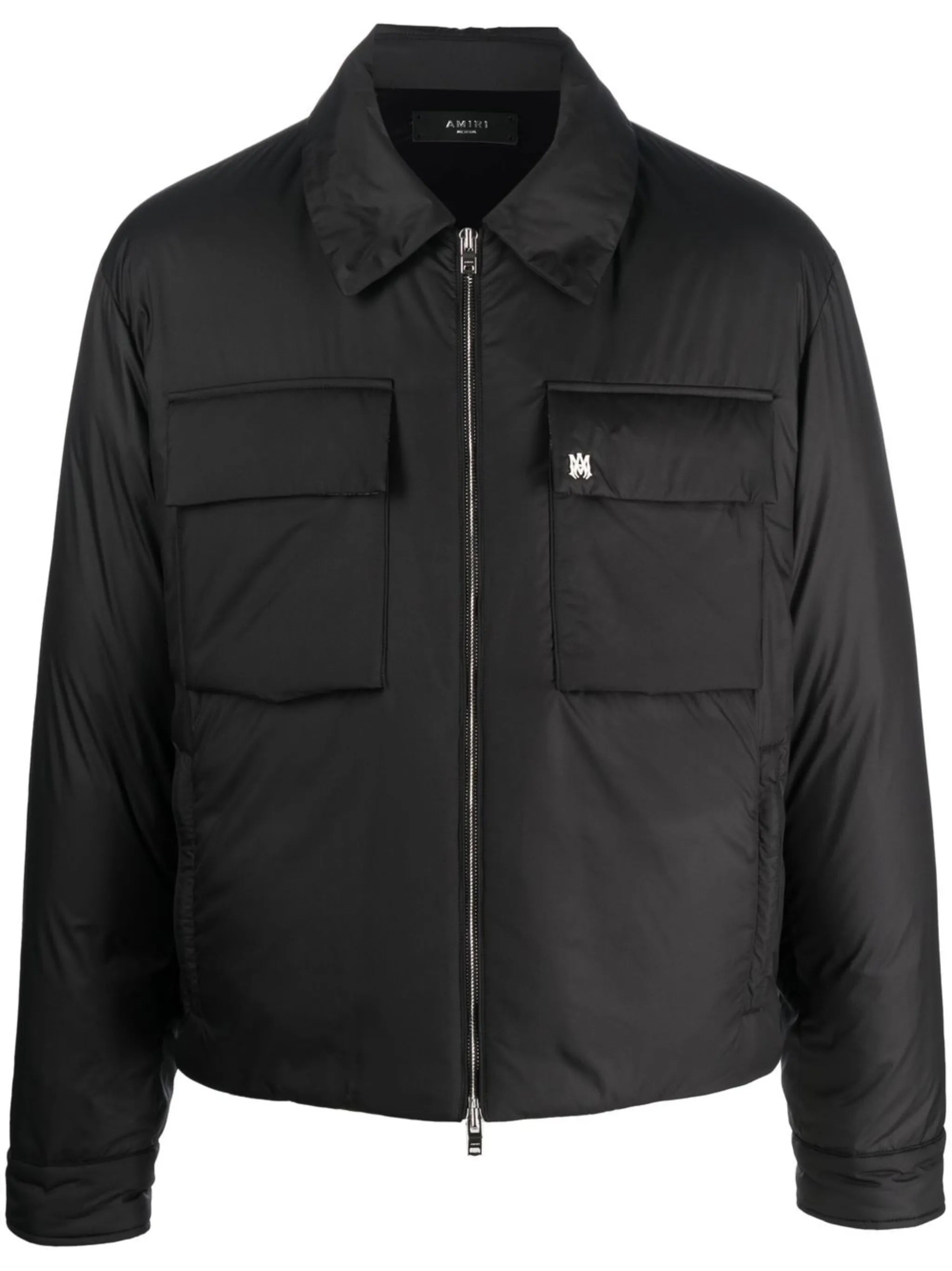 logo-print zip-up shirt jacket
